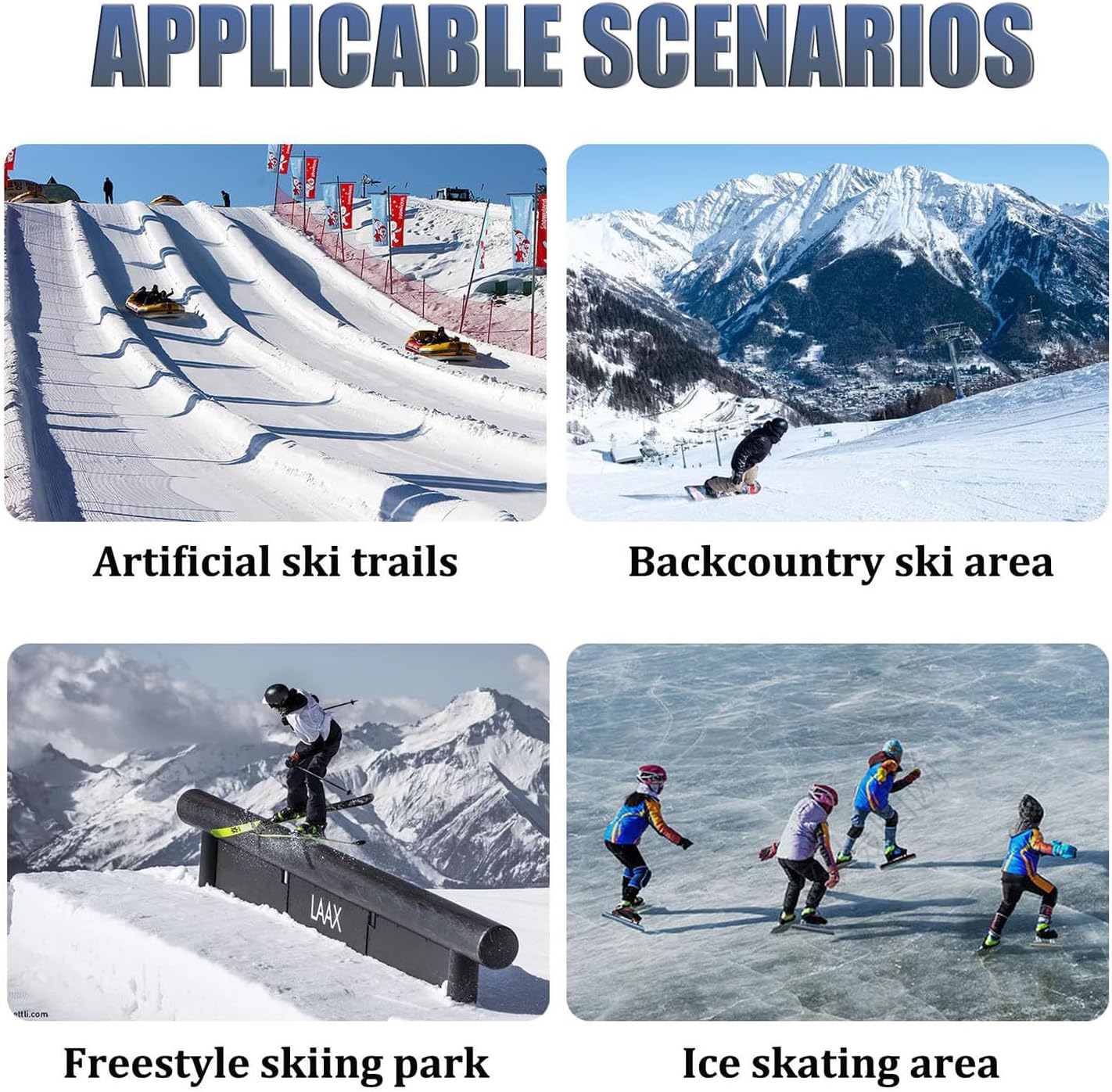 Schneeschlitten Für Erwachsene, All-Terrain-Snowboards, Doppelboard-Design, Mit 360° Drehbarem Hinterski, Dreifach Verstärkt, 150 Kg Tragfähigkeit, Für Snowparks Black