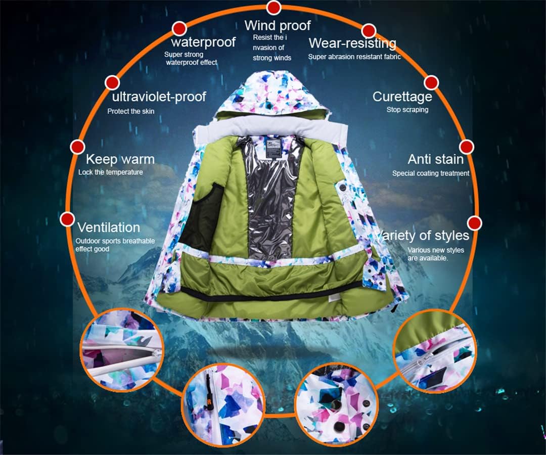 Winter-Skianzug Damen Skijacke und Hose für Damen Warm Skifahren und Snowboarden Anzüge 015 rot S
