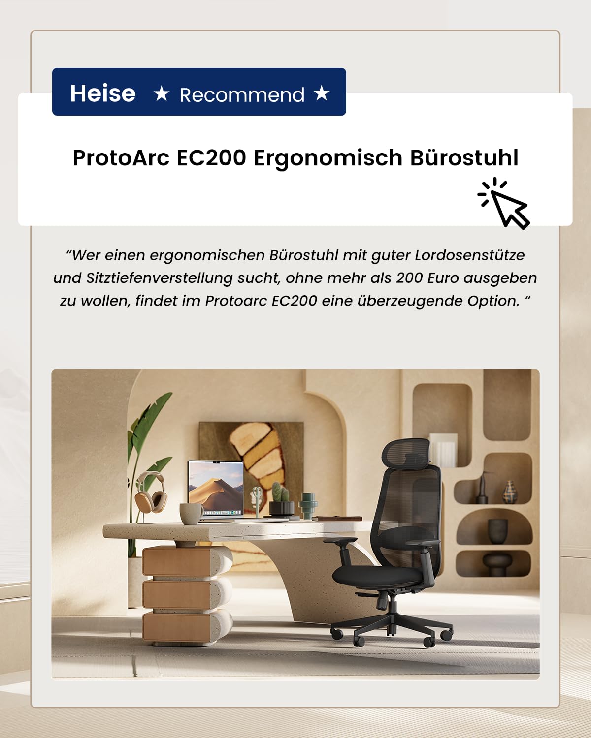 Ergonomischer Bürostuhl mit verstellbarer Sitztiefe 3D-Kopfstütze Lendenstütze und verstellbaren Armlehnen Schwarz