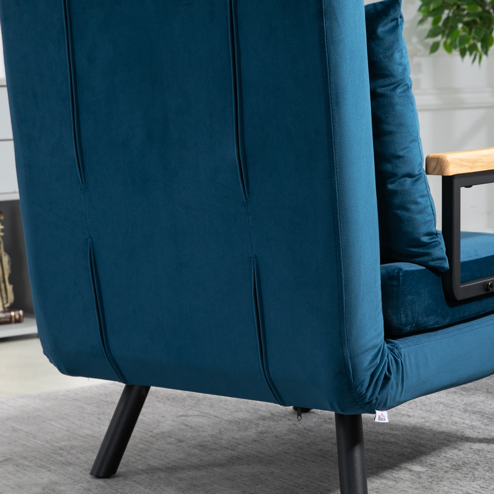 Relaxstoel Ligstoel Fluweel, Ligfunctie, Fluweel, 63 cm x 73 cm x 81 cm, Blauw