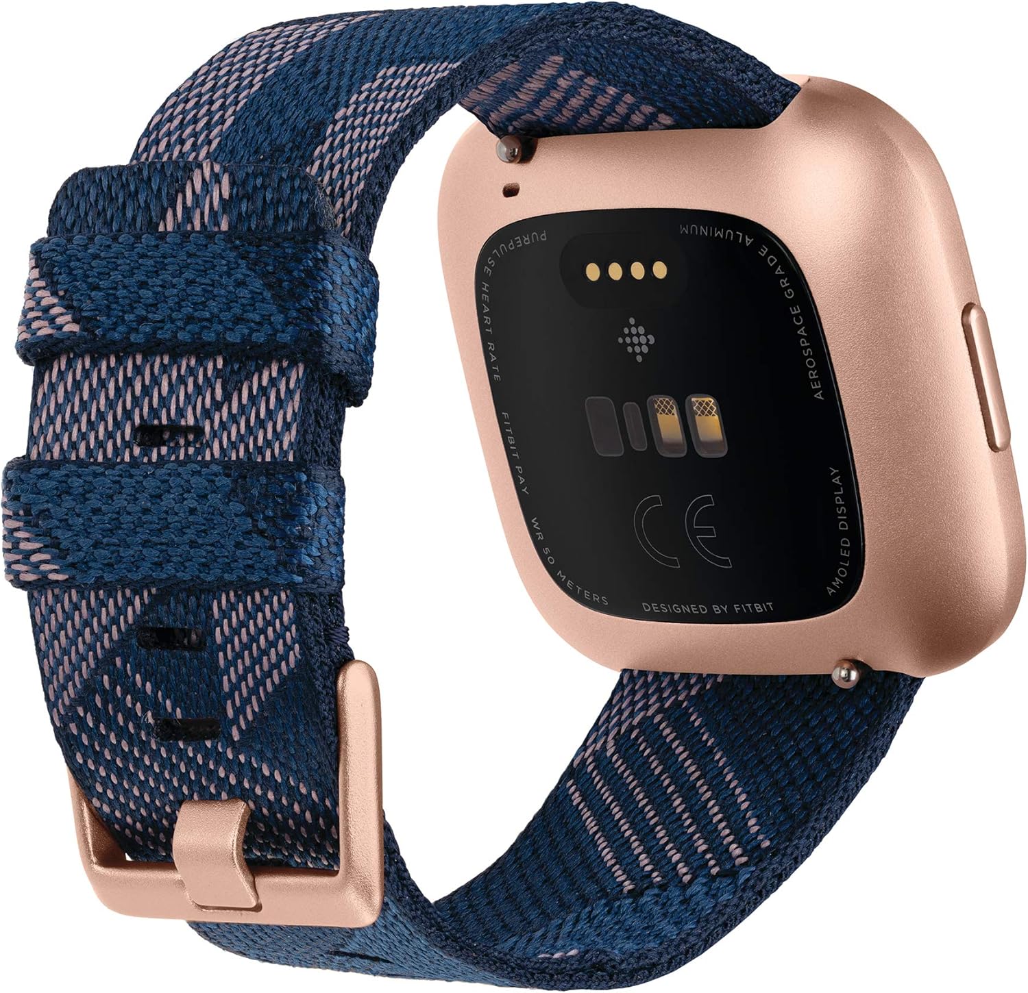 Fitbit Versa 2, Special Edition, Gesundheits- und Fitness-Smartwatch mit Alexa Sprachsteuerung, Schlafindex und Musikfunktion, inklusive Zusatzband in Nachtblau, Marineblau/Rosa