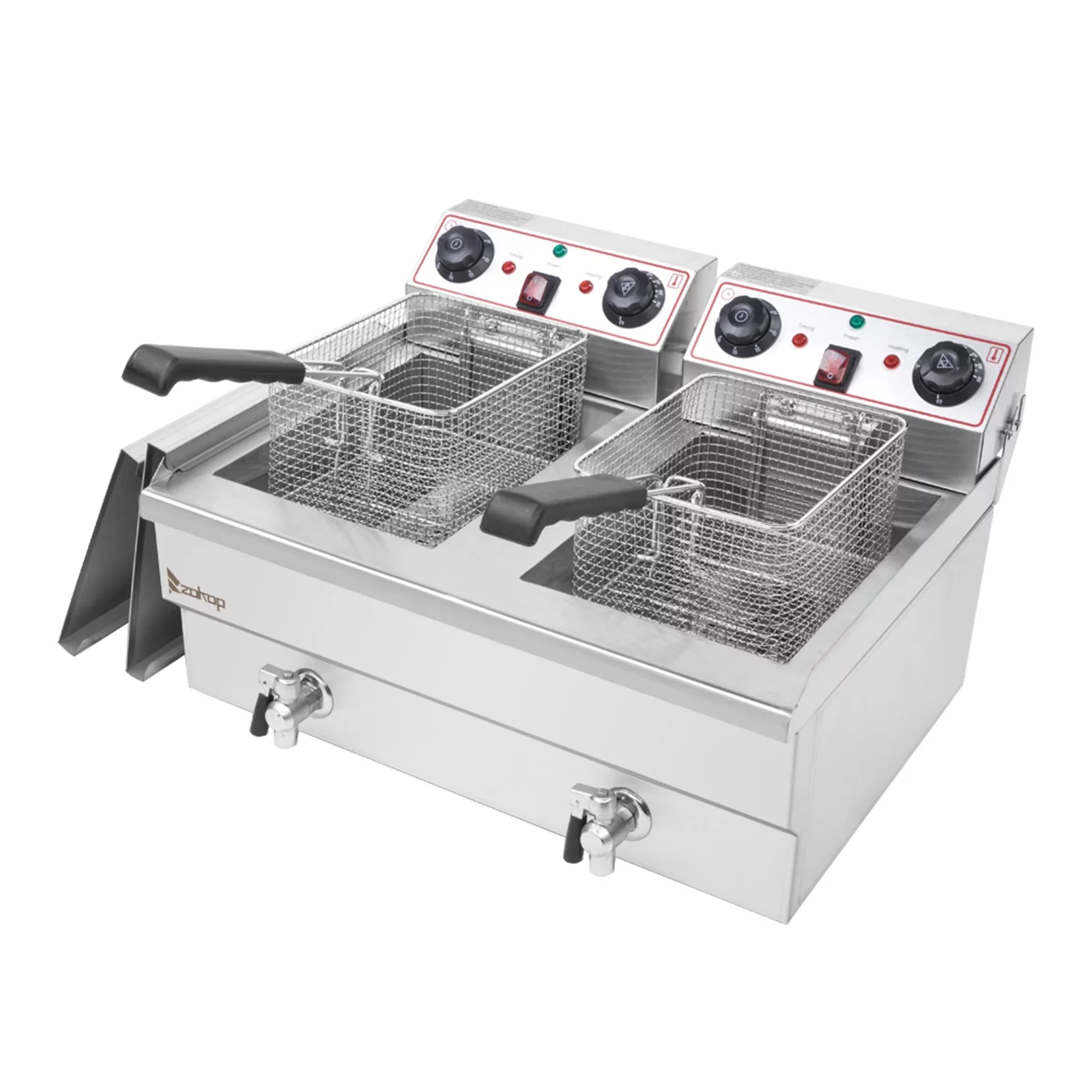 2025 Elektrische Dubbele Friteuse EH102V van 16,9QT in Roestvrij Staal, 3400W MAX (8L + 8L Capaciteit) - Grote Handgreep, Ideaal voor Fans van de ??Big Blue?? Stijl