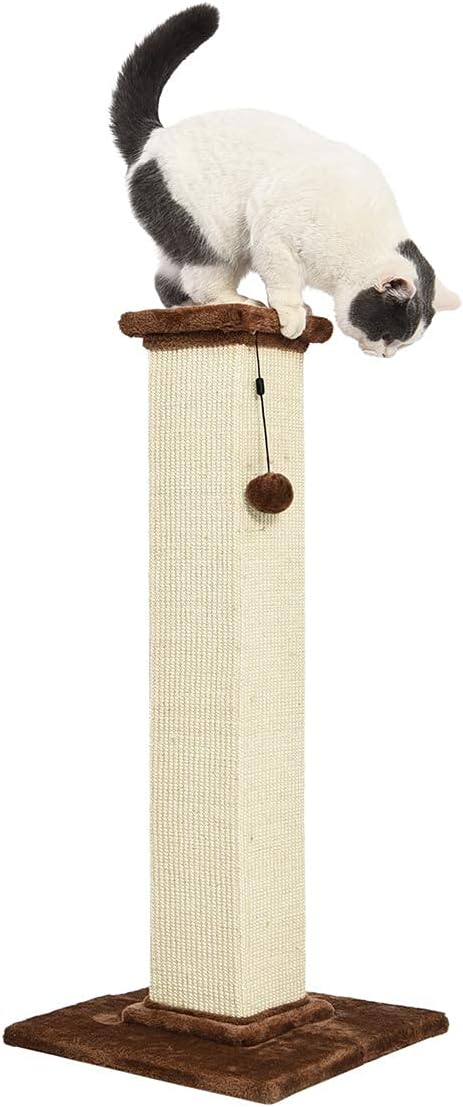 Tiragraffi per gatti da interno, standard, con giocattolo pendente, 80 cm, grigio