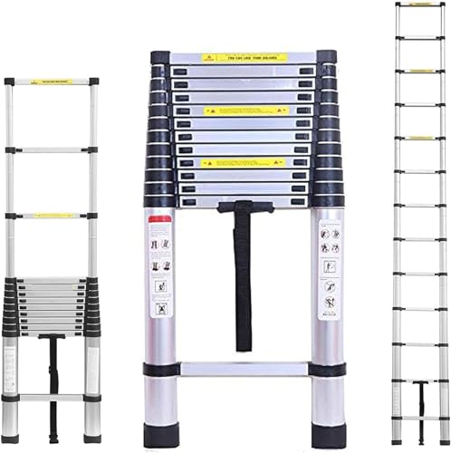 DENKER Scala telescopica 3,8 m Blocco automatico Regolazione dell'altezza libera Carico 150 kg Leggero Scala Multifunzionale Estensibile Durevole Strumenti fai da te Idraulico Sicurezza : Amazon.it: Fai da te