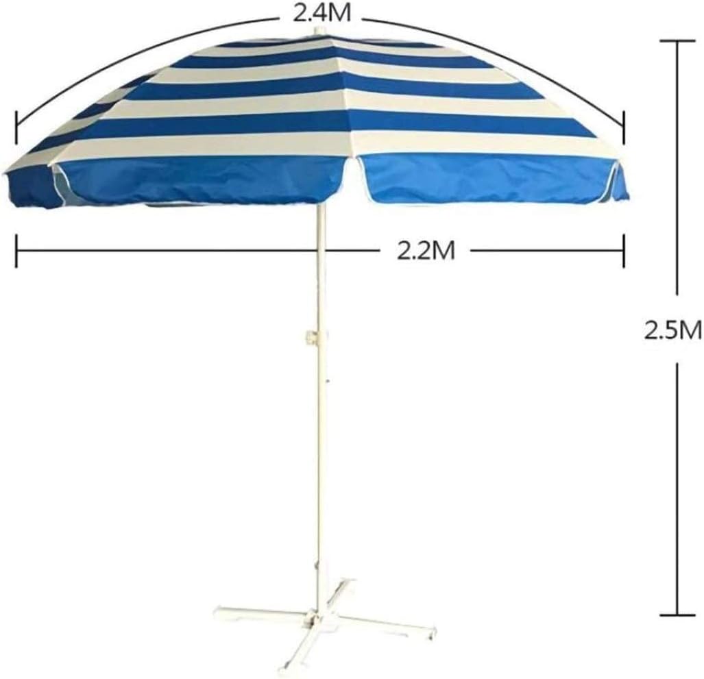 Garten-Sonnenschirme im Freien, 2,4 m gestreifte Sonnenschirme, mit dreischichtigen 8 metallverstärkten Stützrahmen, für Café-Balkon-Pool im Freien ohne Sockel good