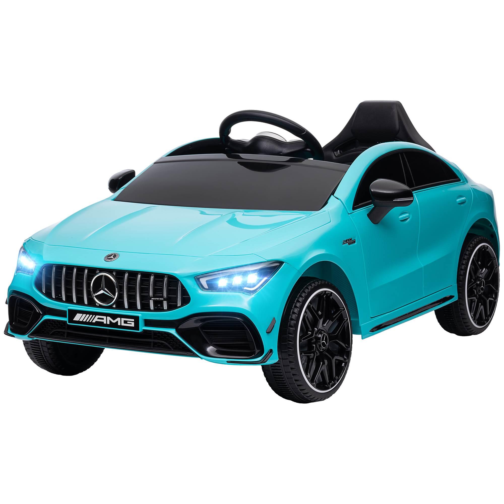 AIYAPLAY Kinder-Elektrische Auto, Afstandsbedienbaar met Trainingswielen, LED-Lichten, Toeter, voor Kinderen van 3-6 Jaar, Lichtblauw