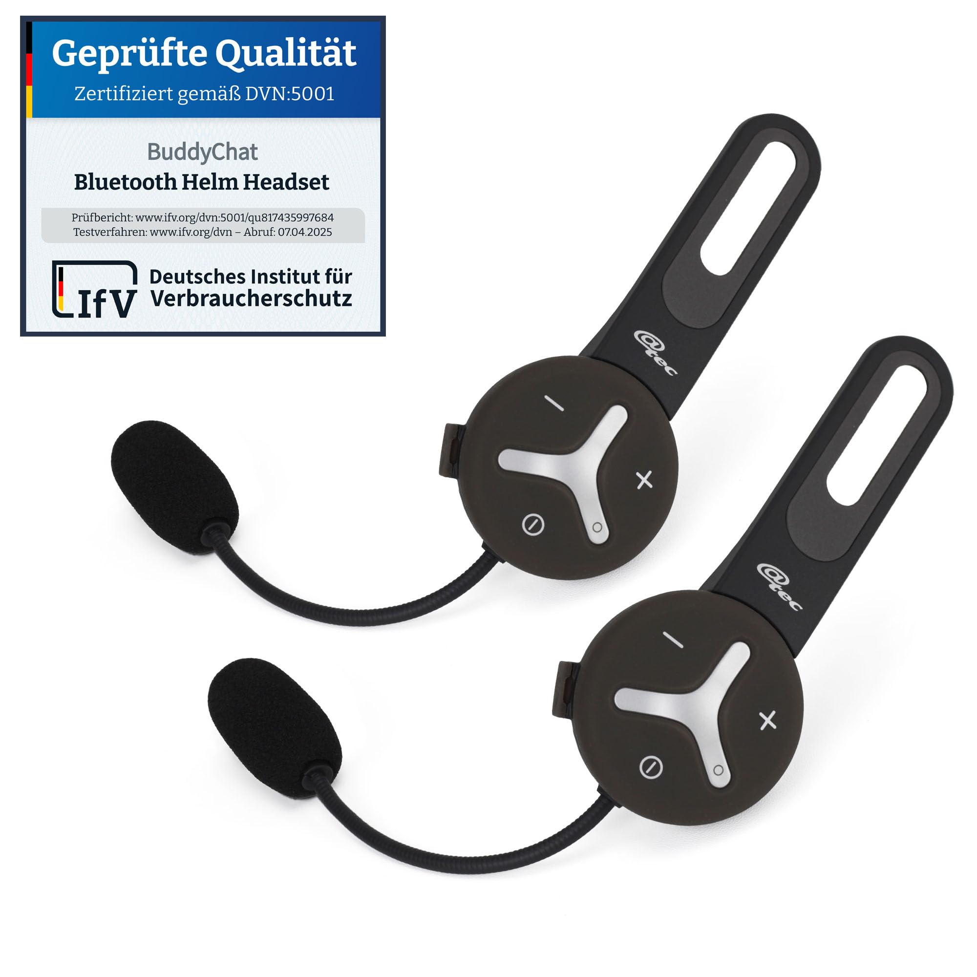 Bluetooth-Headset Helm-Intercom 2er Set für Fahrrad, Ski und Arbeit, Freisprechanlage mit DSP-Geräuschunterdrückung und bis zu 1000 m Reichweite