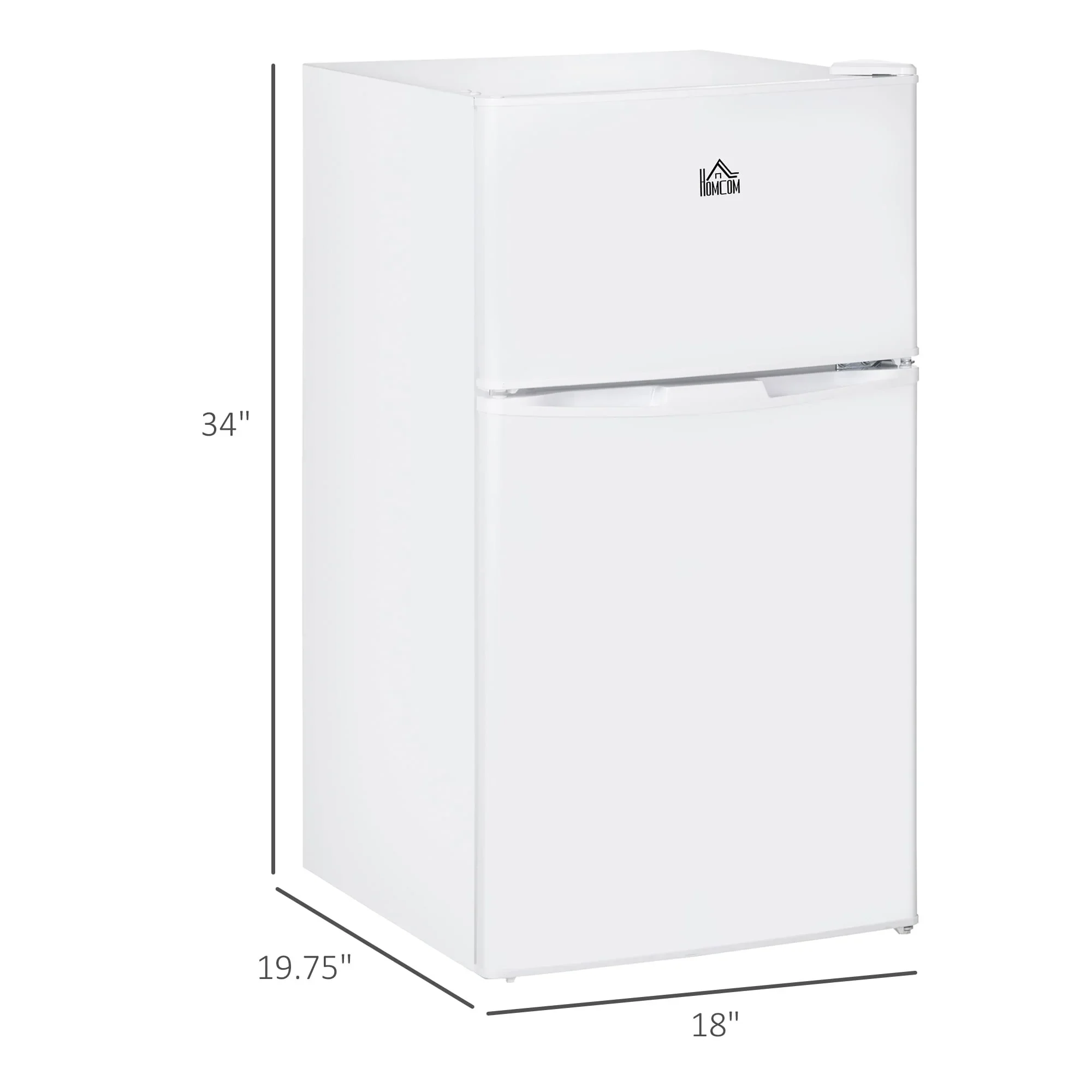HOMCOM Double Door Mini Fridge with Freezer, 3.2 Cu.Ft Compact Refrigerator with Adjustable Shelf, Adjustable Thermostat