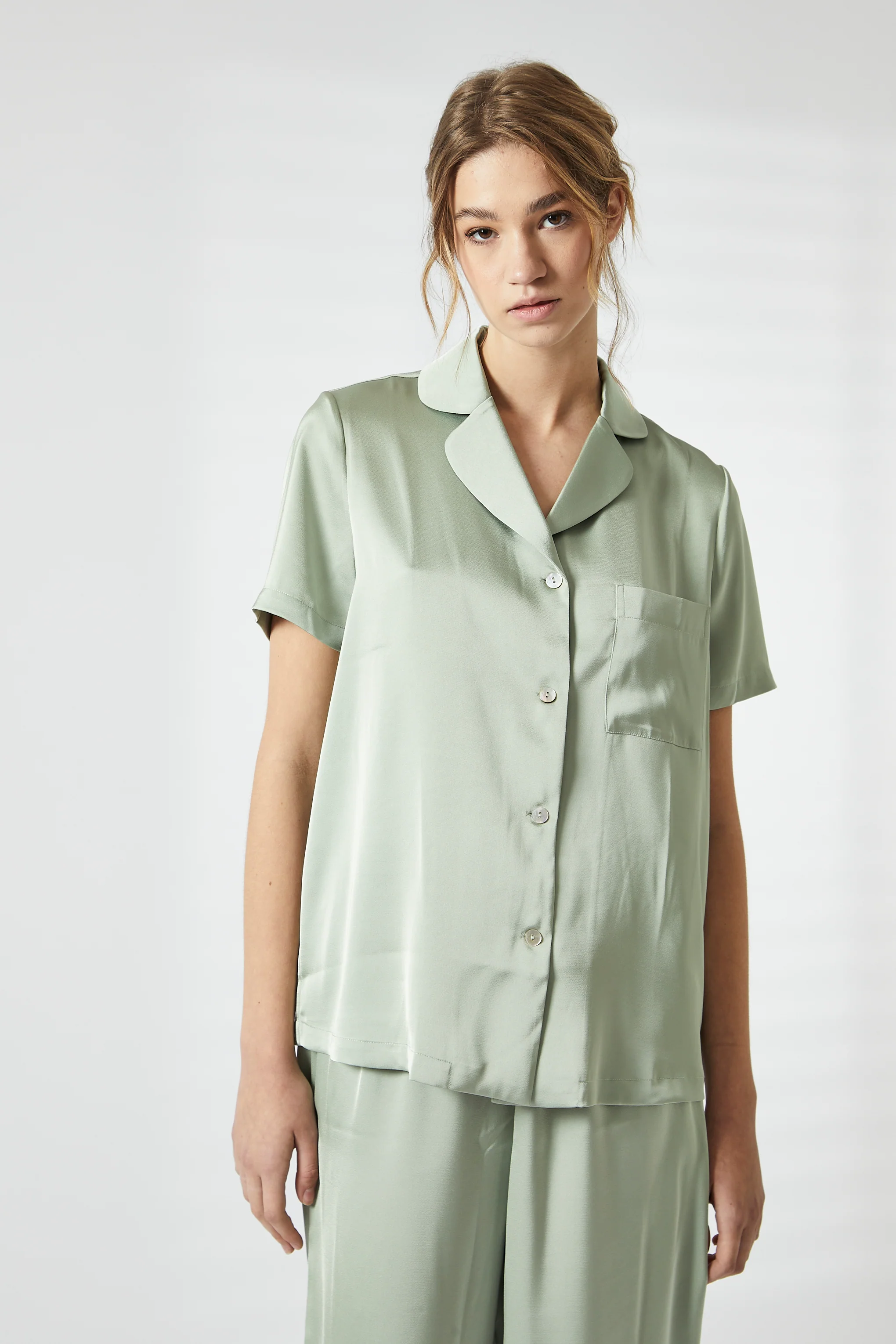 Sage Green Satin Pyjama Set