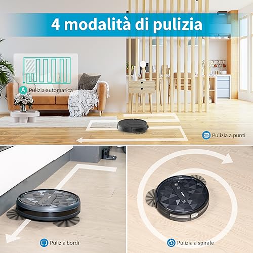 AIRROBO Robot Aspirapolvere, Potente Silenzioso Aspirapolvere Robot, WiFi/APP/Telecomando, Design Sottile, Ideale per Peli di Animali, Moquette e Pavimento Duro, P20 : Casa e cucina