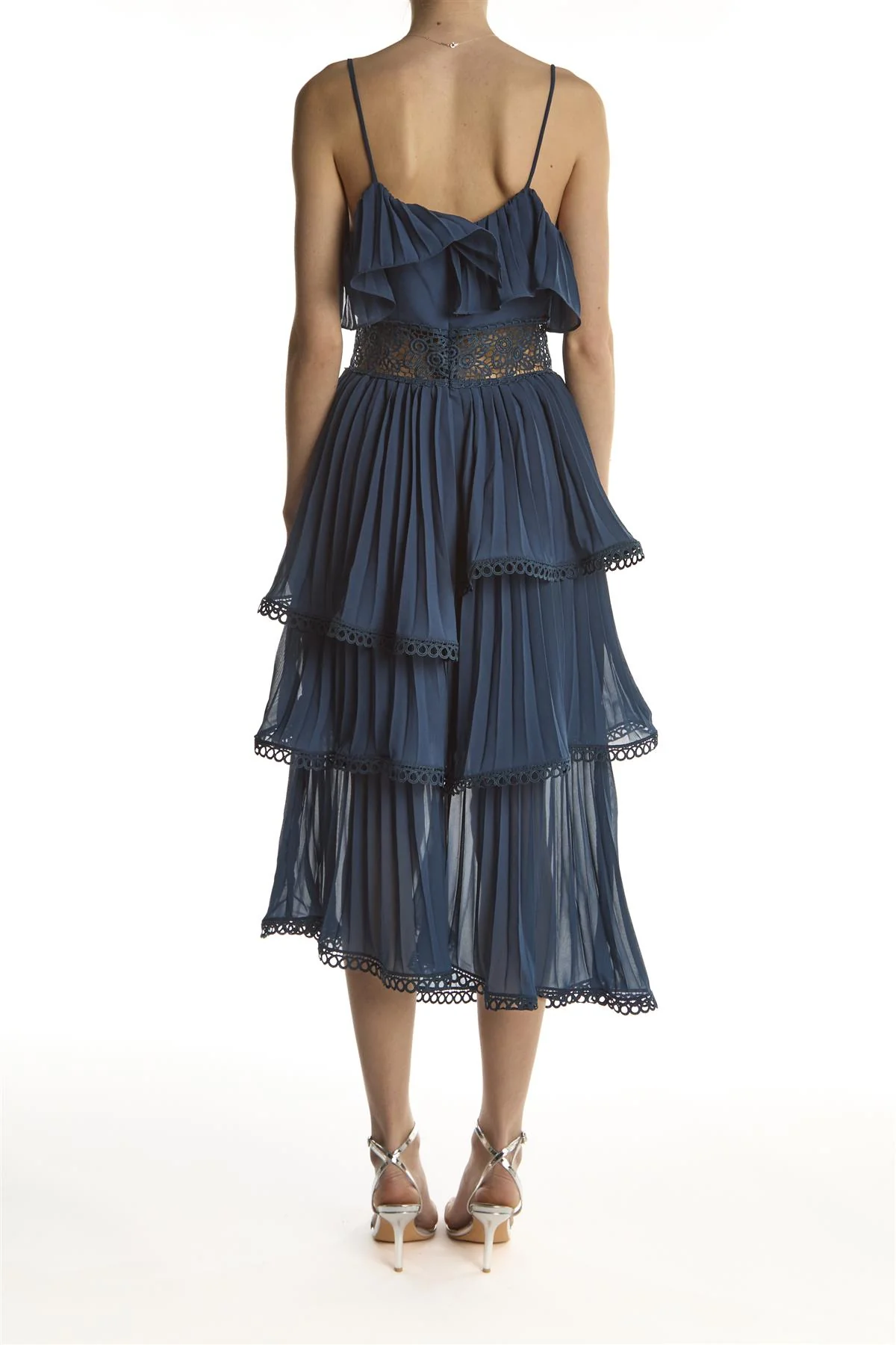 Marie Petrol Blue Waterfall Midi-Dress