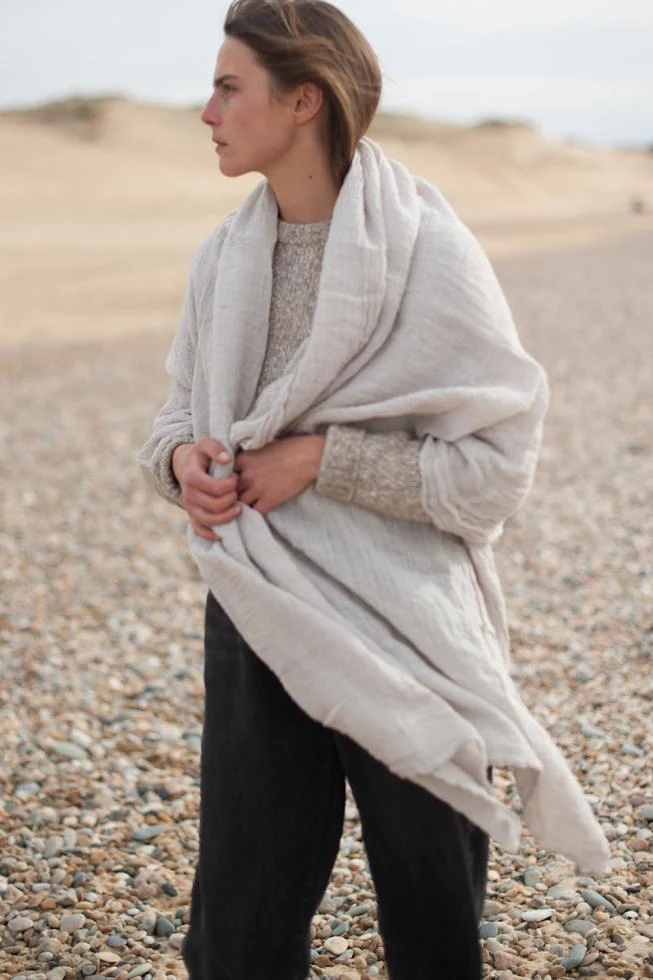 Pure Linen Stole | Pearl Grey