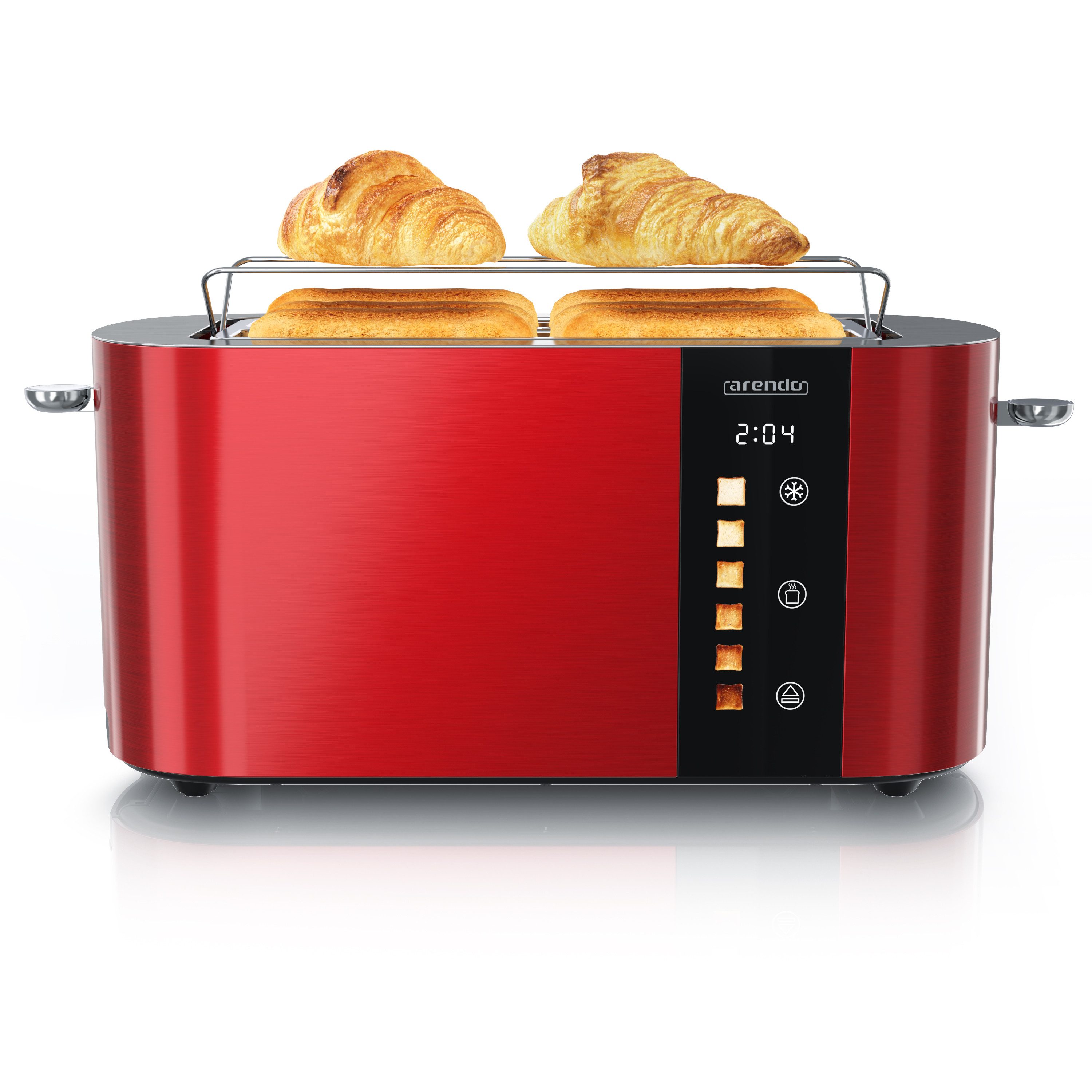 Toaster Edelstahl, Langschlitz, Touch Display, Restzeit & Bräunungsgradanzeige