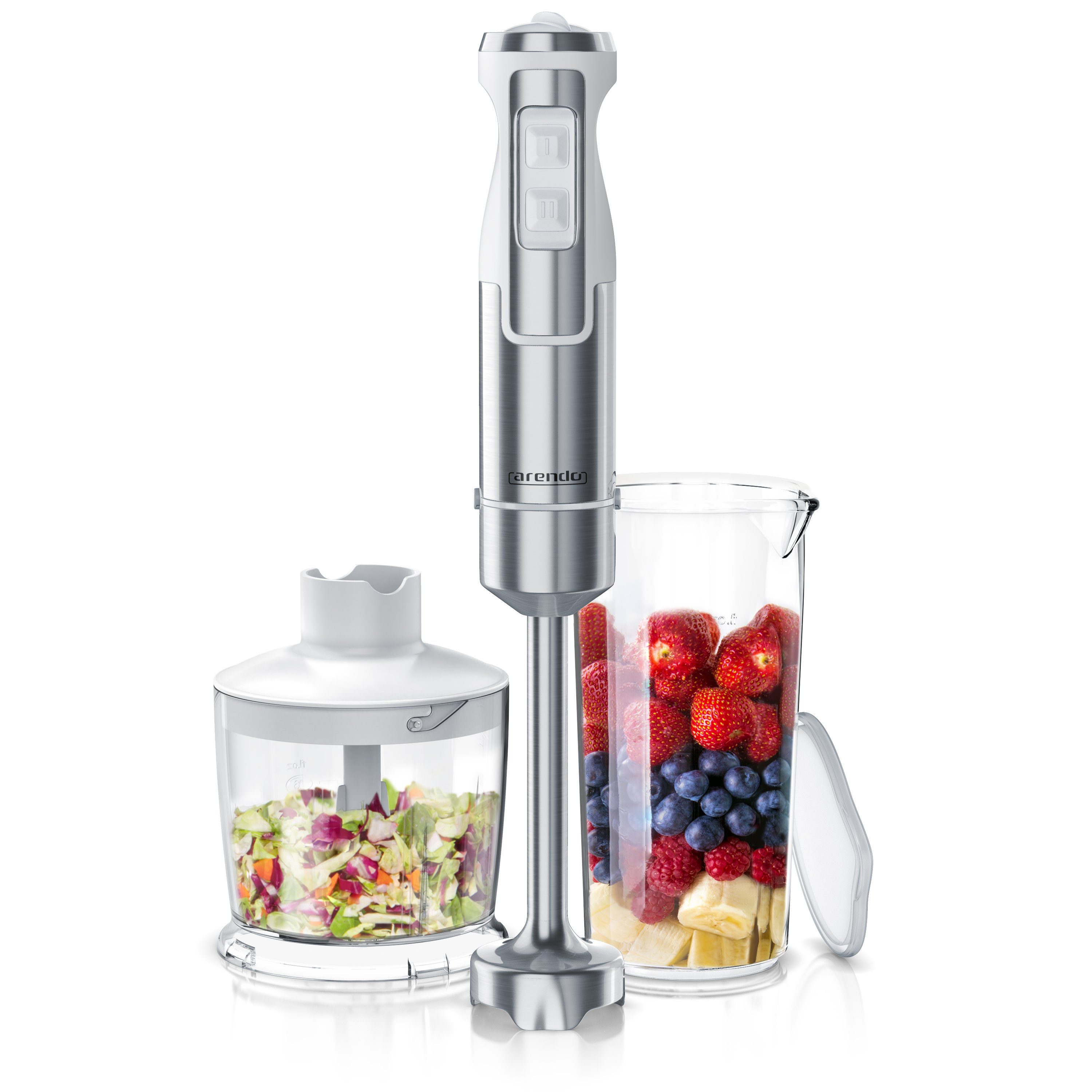 Stabmixer Edelstahl Pürierstab Set mit Zerkleinerer und Messbecher, Handmixer