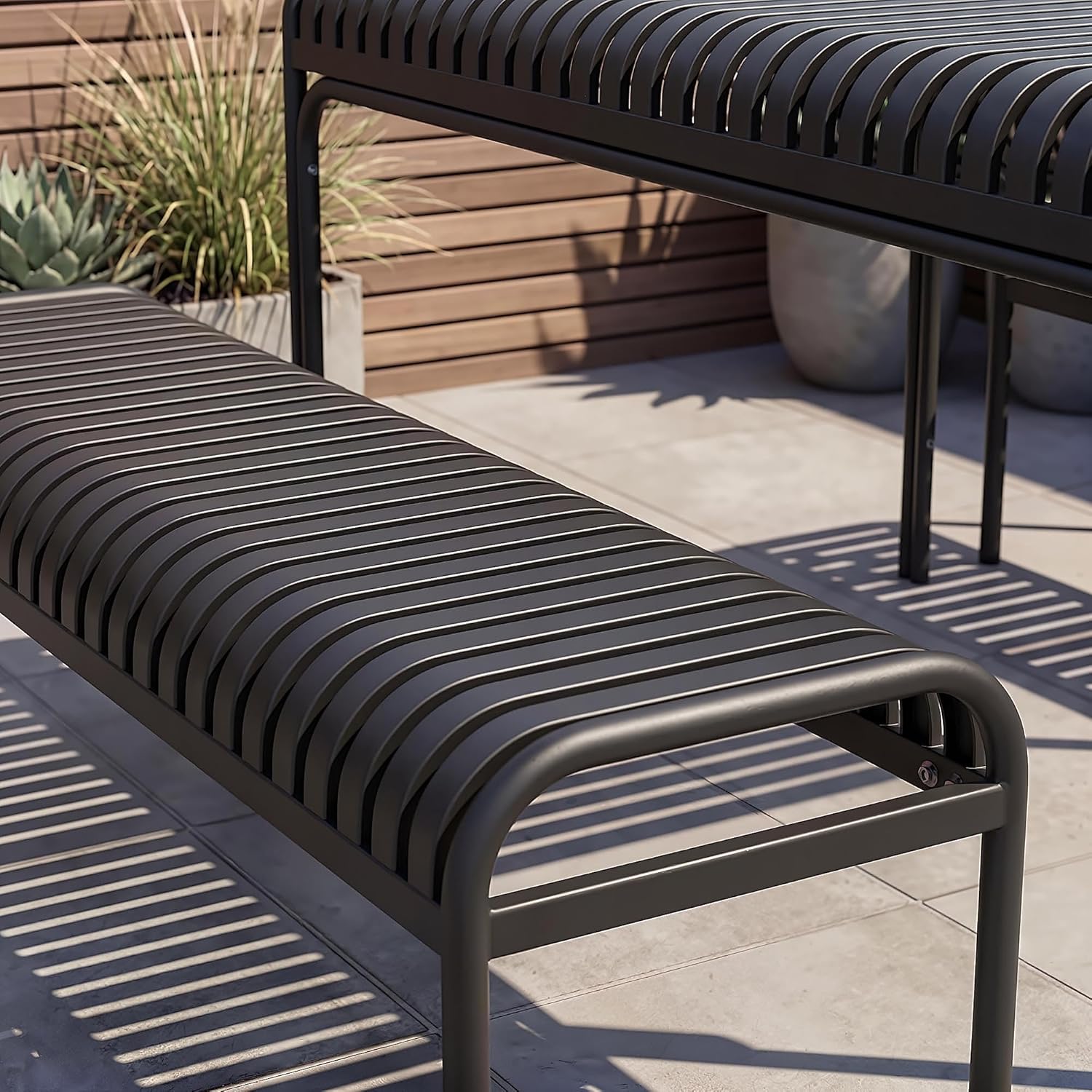 di volio Gartenbank BAISO - Metallbank für Terrasse & Garten, 130 cm, wetterfest (Schwarz)