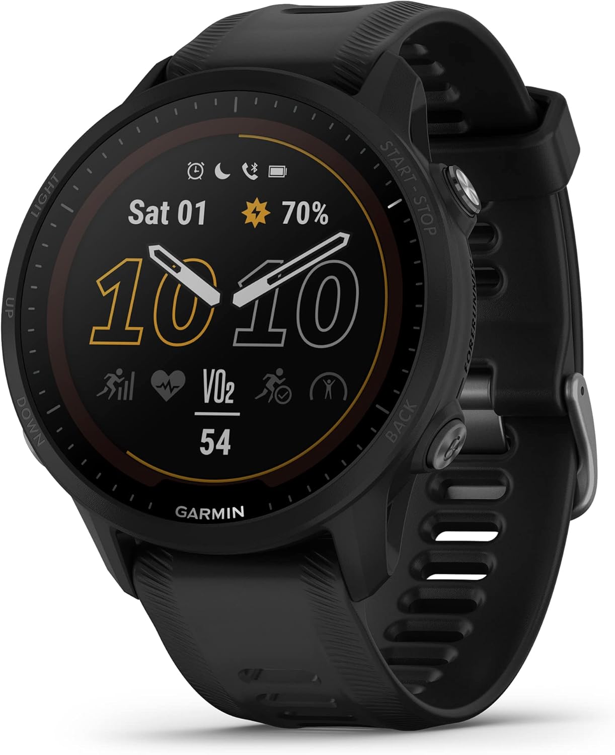 Garmin Forerunner® 955 Solar, Smartwatch GPS da corsa con capacità di ricarica solare, su misura per triatleti, batteria a lunga durata, nero