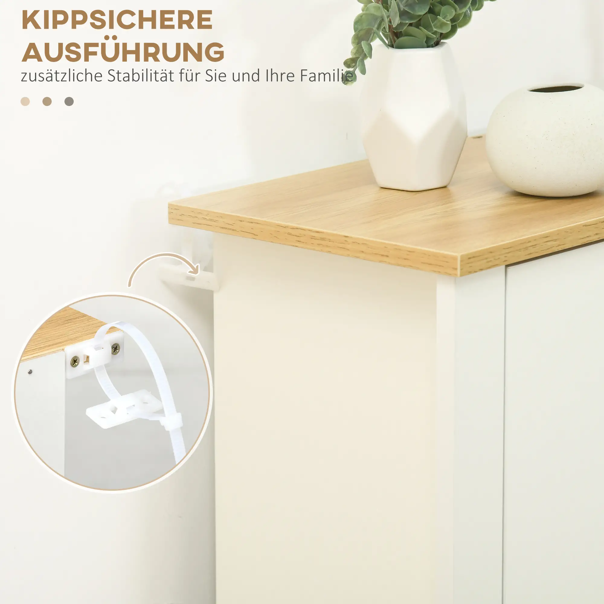 HOMCOM Schuhschrank 3 Klappen für 18 Paar Schuhe Weiß Naturholz