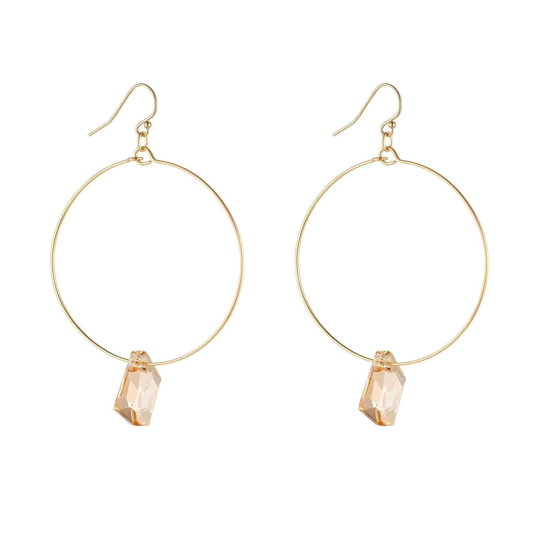 MoMuse Golden Crystal Hoops