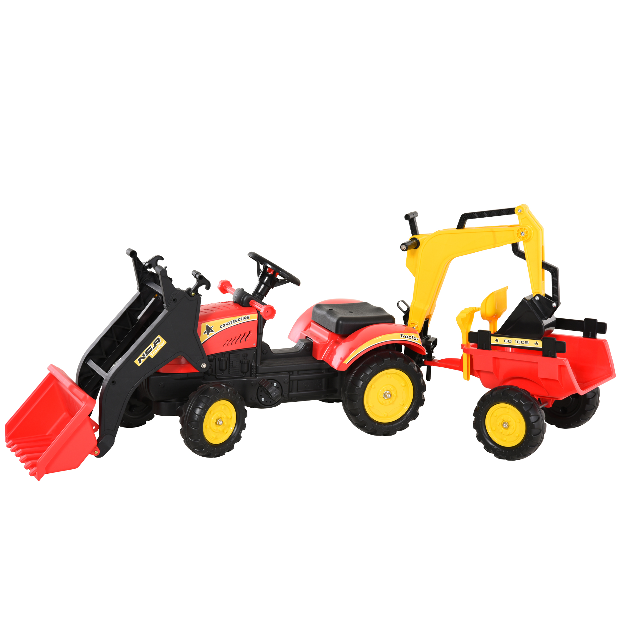trapauto graafmachine trapgraafmachine met voorlader voor 3-6 jaar kinderen rood