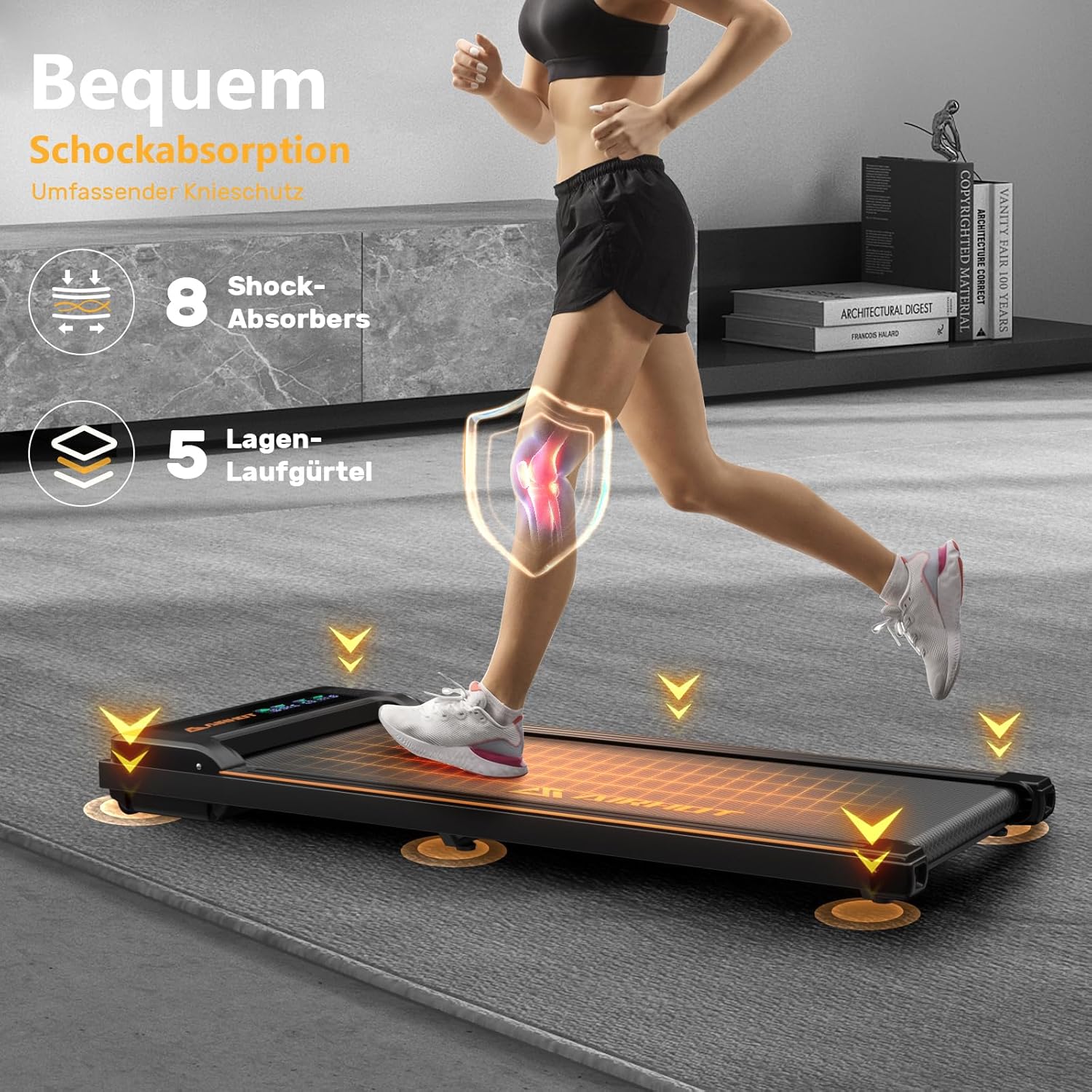 Laufband für Zuhause-AIRHOT, 2,5 PS Walking Pad, Untertisch-Laufband mit Fernbedienung und LED-Anzeige, maximale Geschwindigkeit von 6 km/h BZW. 12 km/h. Kompaktes Laufband für zuhause oder das Büro