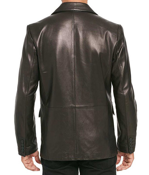 Men’s Smooth Black Leather  Blazer