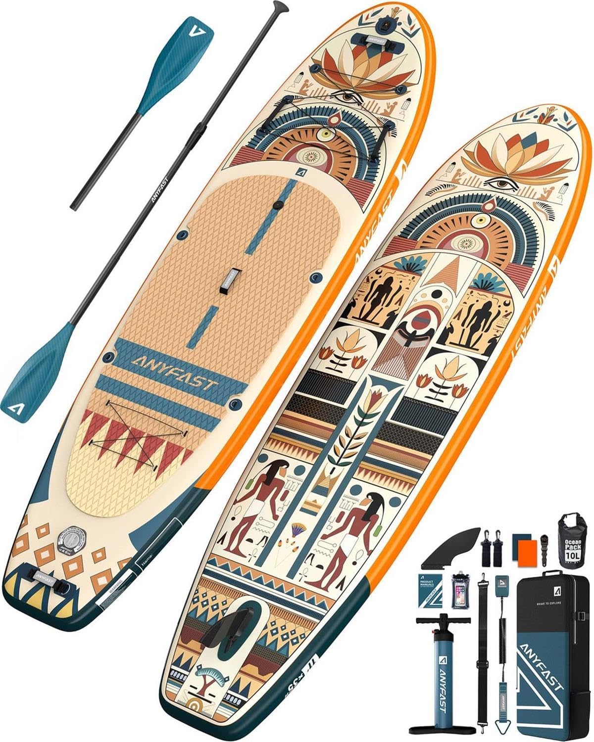 ANYFAST Stand up Paddle-Board-Wide-Gonfiabile-Pesca-Paddleboard - 11'x35' Ultra Stabile Wide SUP, pompa, porta macchina fotografica, guinzaglio, zaino, accessori, giovani/adulti