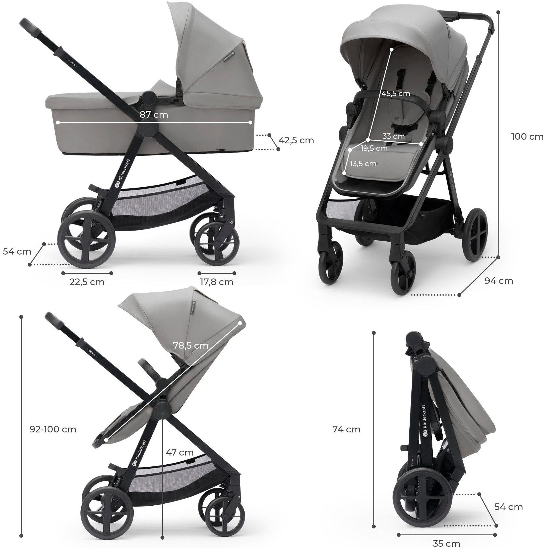 Kombi-Kinderwagen NEWLY 3IN1 MINK PRO