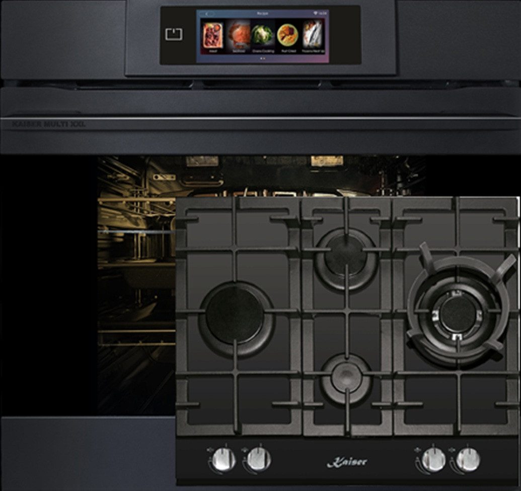 Backofen-Set Herd Set Autark Einbaubackofen XXL Multi 29, Multifunktions-Elektro-Backofen mit Pyrolyse und Dampfreinigung, 60 cm+Gas-Kochfeld 60 cm EH 6347+KCG 6394