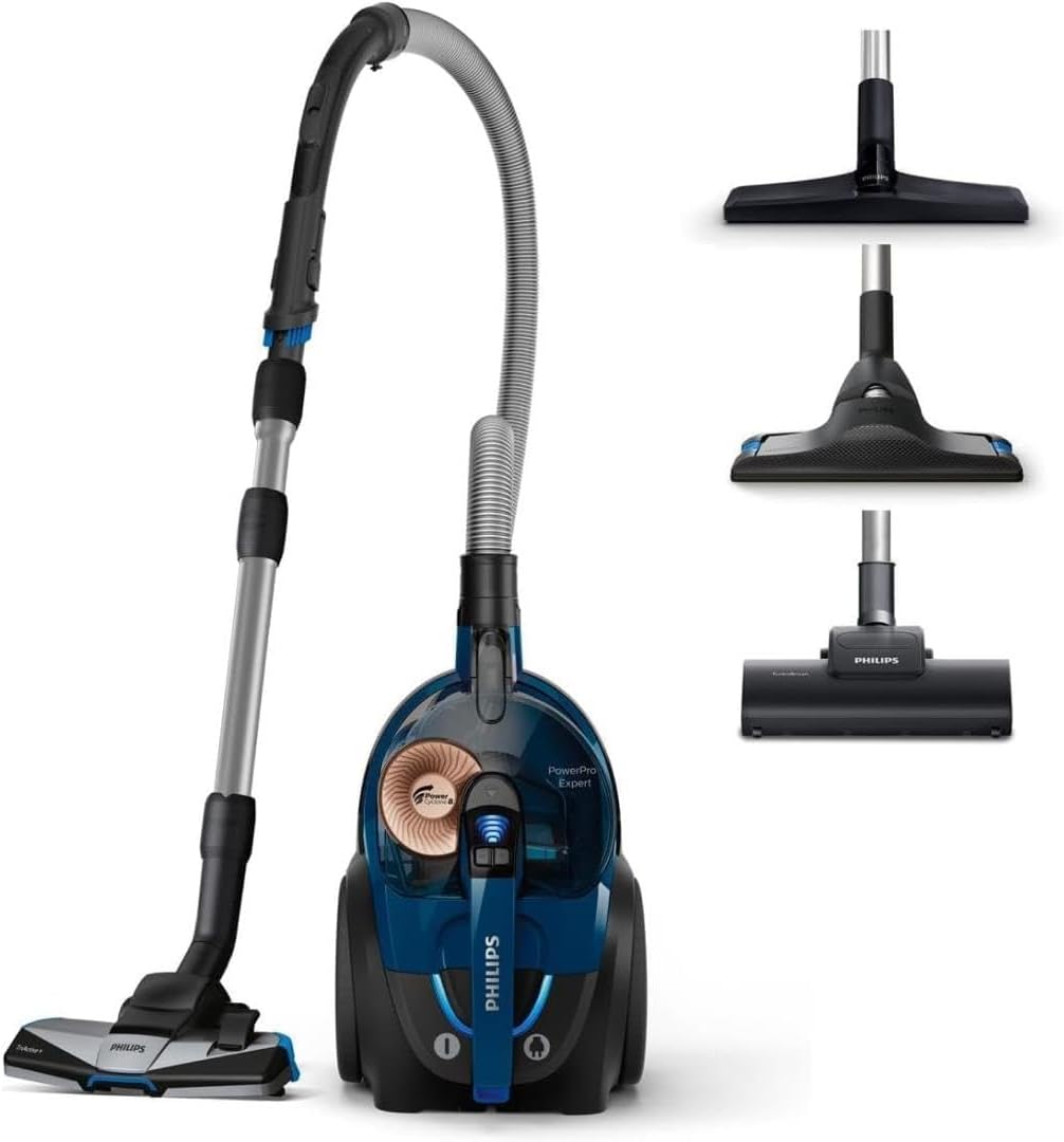 PowerPro Expert Aspirapolvere Senza Sacco, Motore Potente da 900W, Filtro HEPA Allergy Lock, TriActive+ per Pavimenti e Tappeti, Blu (FC9745/09)