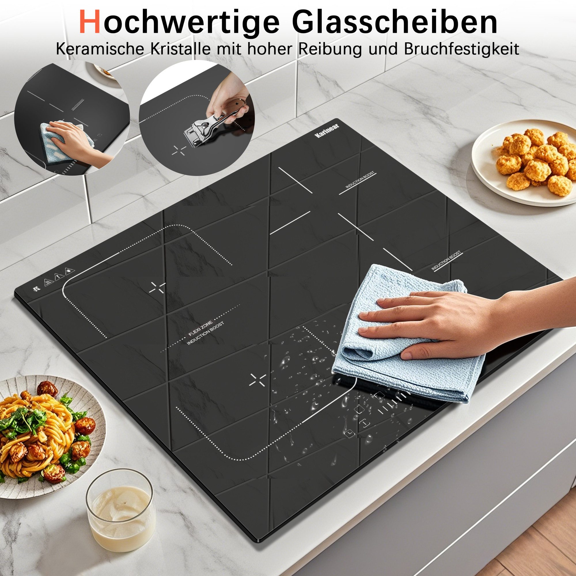 Induktions-Kochfeld 4-Zonen, Flexzone, Boost, Timer, 60 cm,7200W