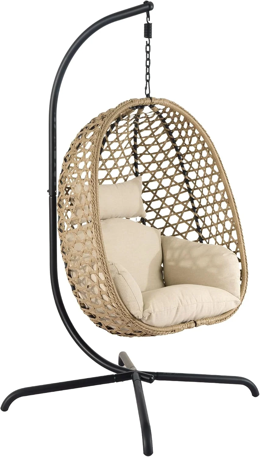 di volio Hängesessel, Braun, mit Gestell PE-Rattan klappbar wetterfest Outdoor Somi
