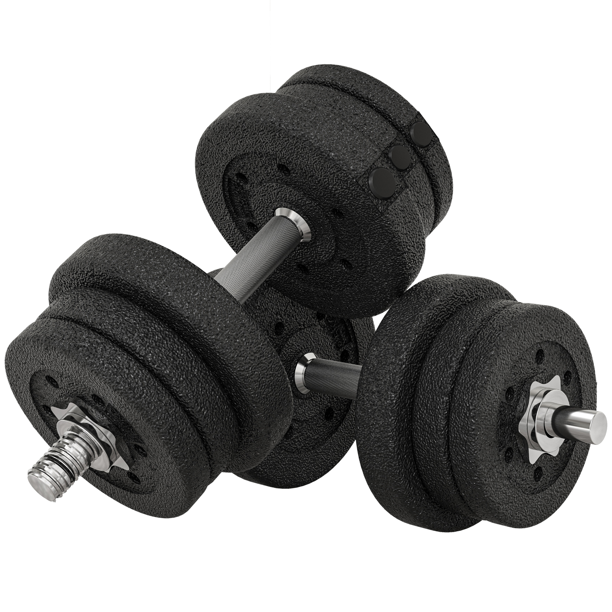 HOMCOM Kurzhantel Set 25KG Hantelset mit Hantelscheiben für Zuhause Büro Fitnessstudio Stahl Kunstleder Schwarz