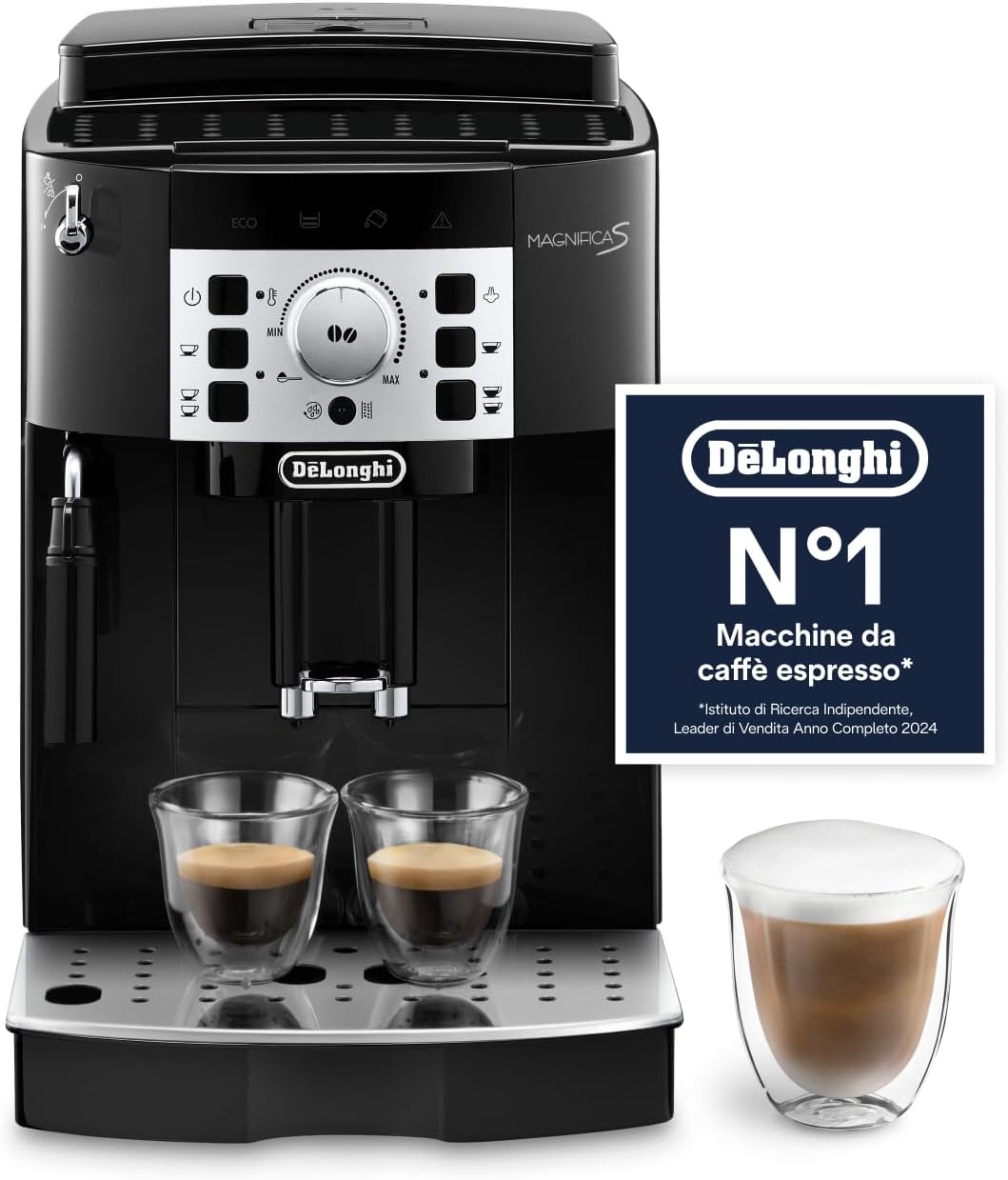 Magnifica S ECAM22.110.B Macchina da Caffè Automatica per Espresso e Cappuccino, Caffè in Grani o in Polvere, 1450 W, Nero
