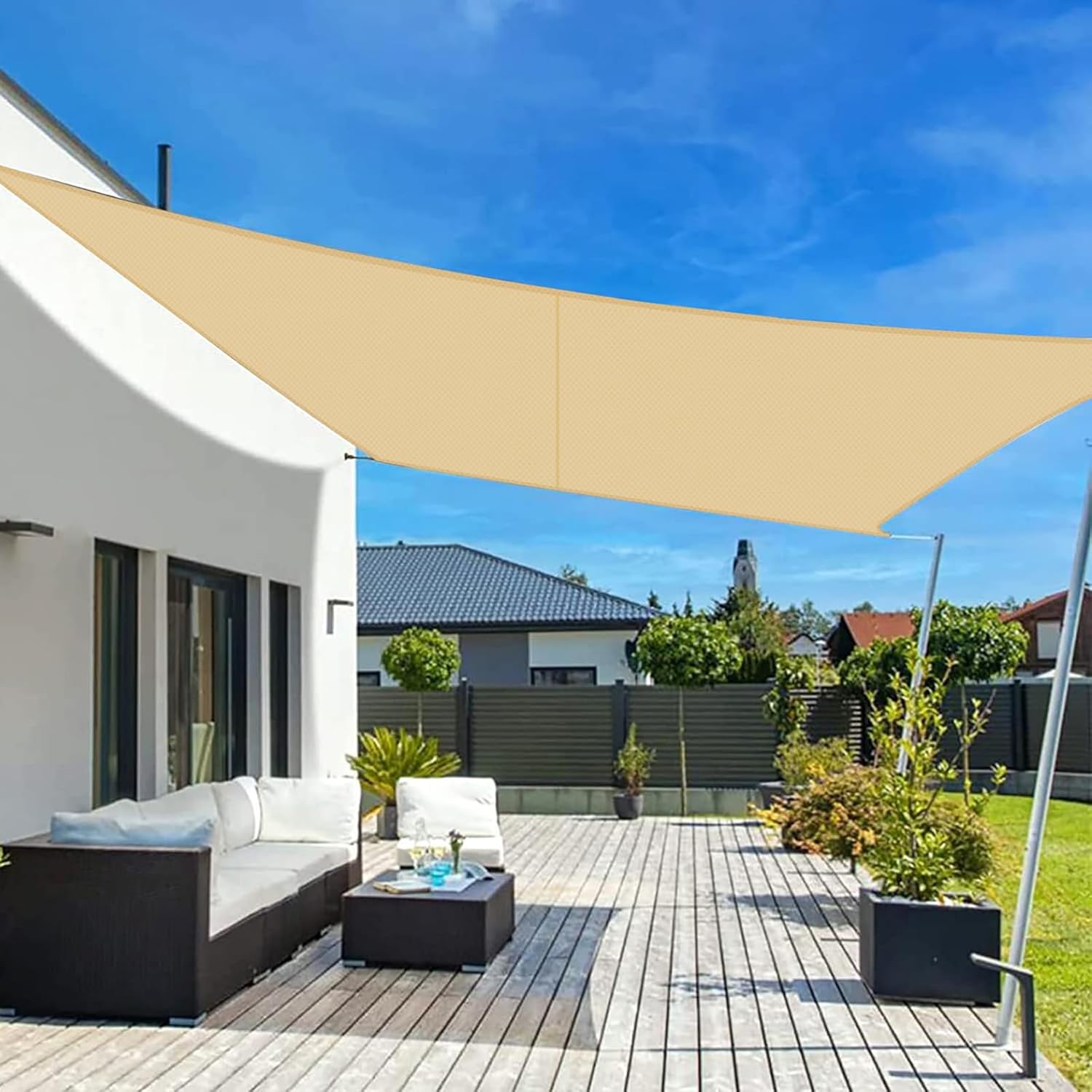LOVE STORY Waterproof Shade Sail 3 x 4 m Rectangular Sail Shade Sail Sand Awning for Outdoor, Polyethylene 95% UV Protection for Outdoor, Garden, Terrace, Balcony, Patio