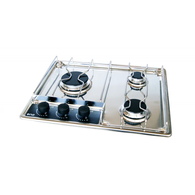 Piano Cottura a Tre Fuochi Kos – Bruciatori in Acciaio Inox con Accensione Elettronica