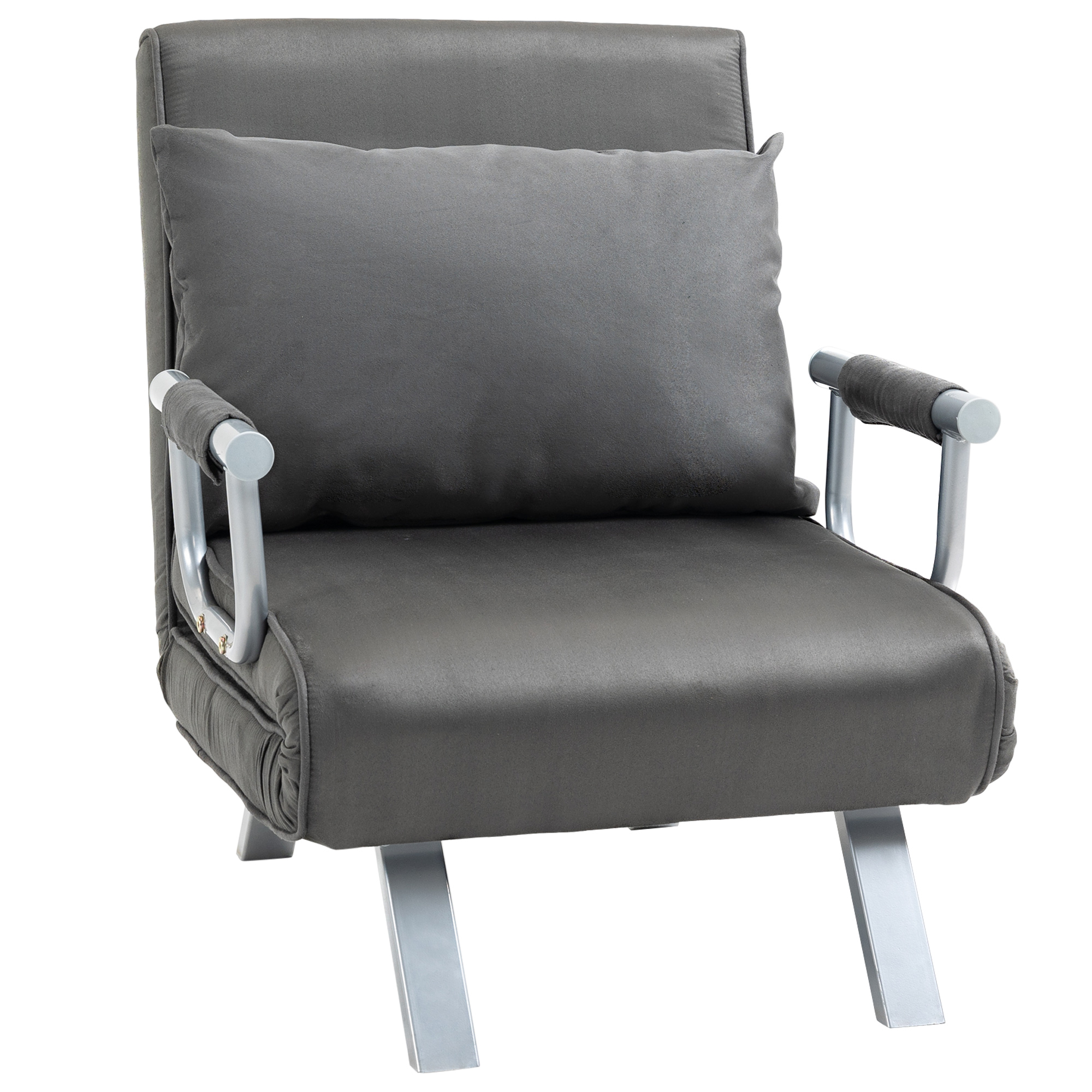 HOMCOM Relaxsessel Liegesessel Sessel, Liegefunktion, Gästebett, 65 cm x 69 cm x 80 cm, Grau