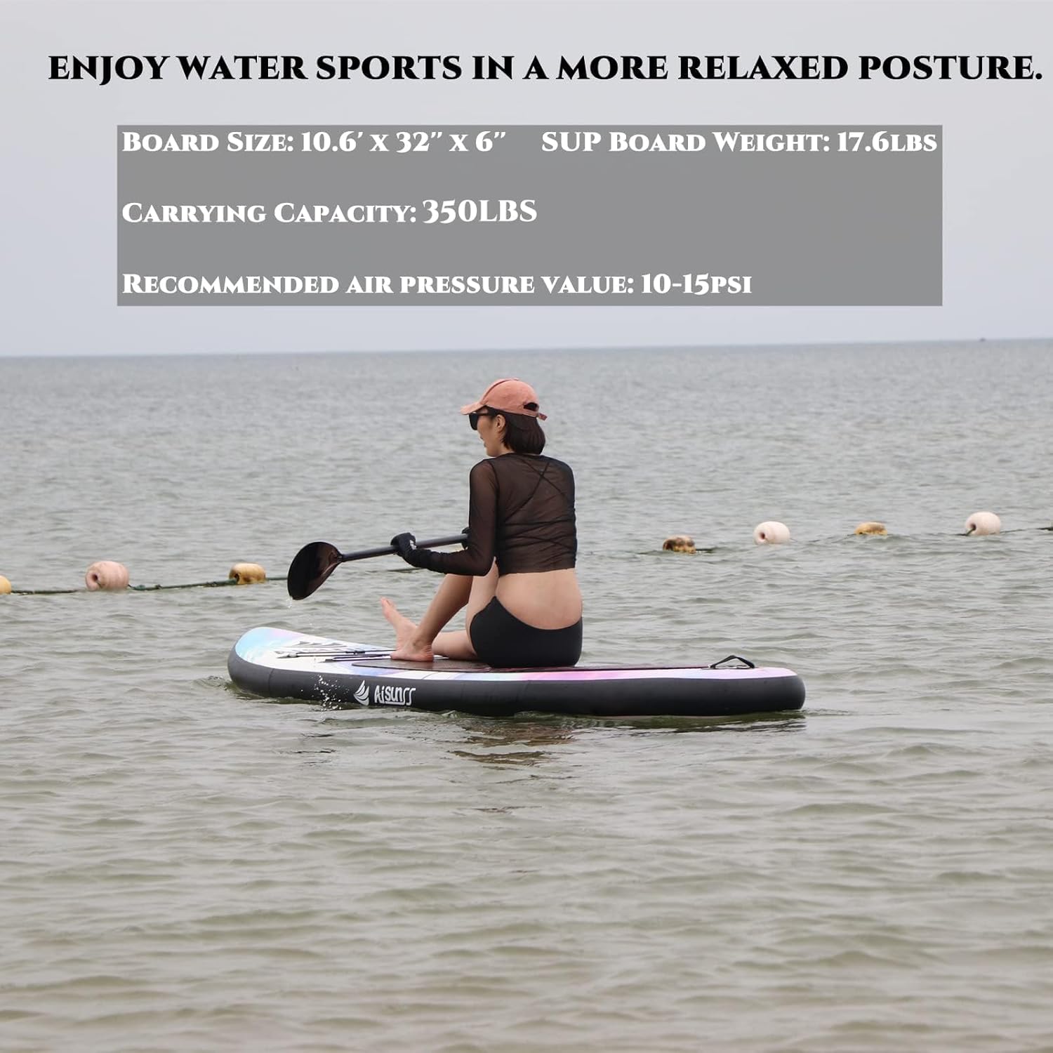 Tavola gonfiabile per stand up paddle con accessori per SUP Paddle Board di alta qualità, borsa impermeabile da 10 l, design ampio e stabile, fibbia extra paddle, antiscivolo, comoda tavola