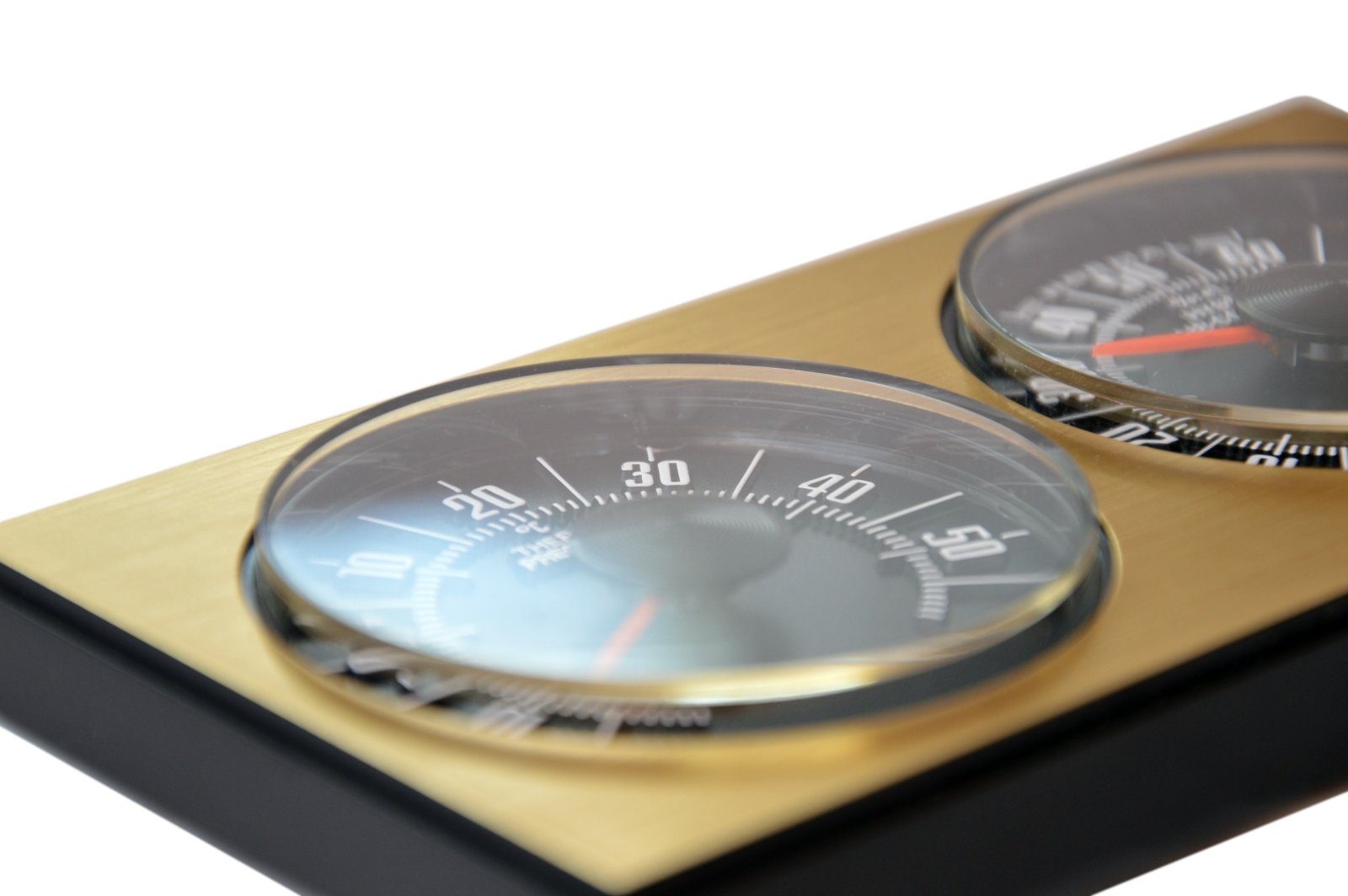 Wetterstation Analoge Wetterstation Thermometer Hygrometer 1972 goldfarben