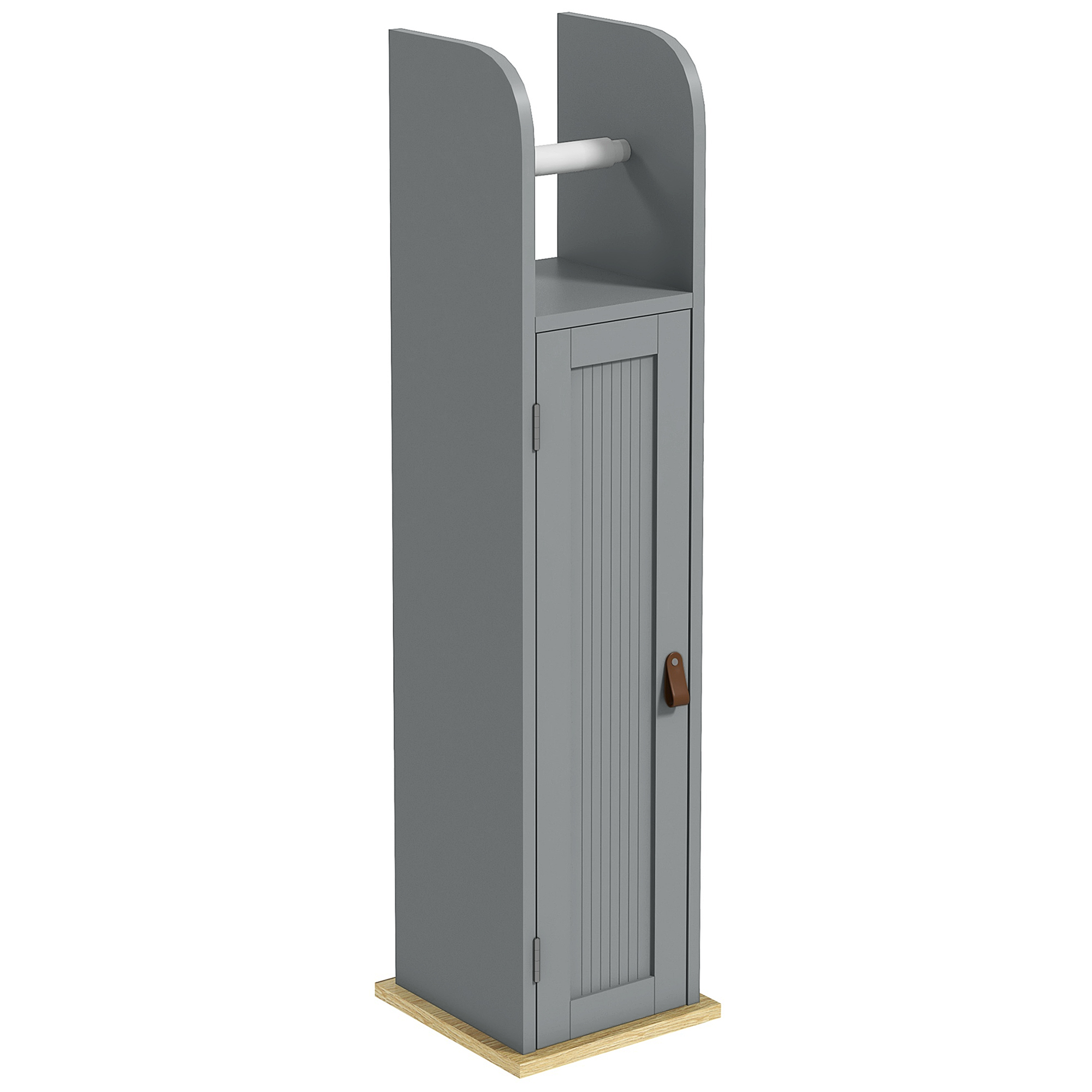 kleankin Badezimmermöbel Toilettenpapierhalter mit Schrank und verstellbaren Regalen 20 x 20 x 80 cm Grau