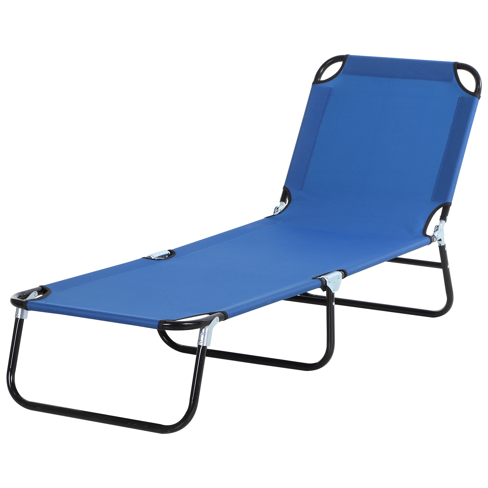 Outsunny Sonnenliege, 5-fach verstellbare Rückenlehne, schnelltrocknend, Metallrahmen, 190 x 56 x 28 cm, Blau