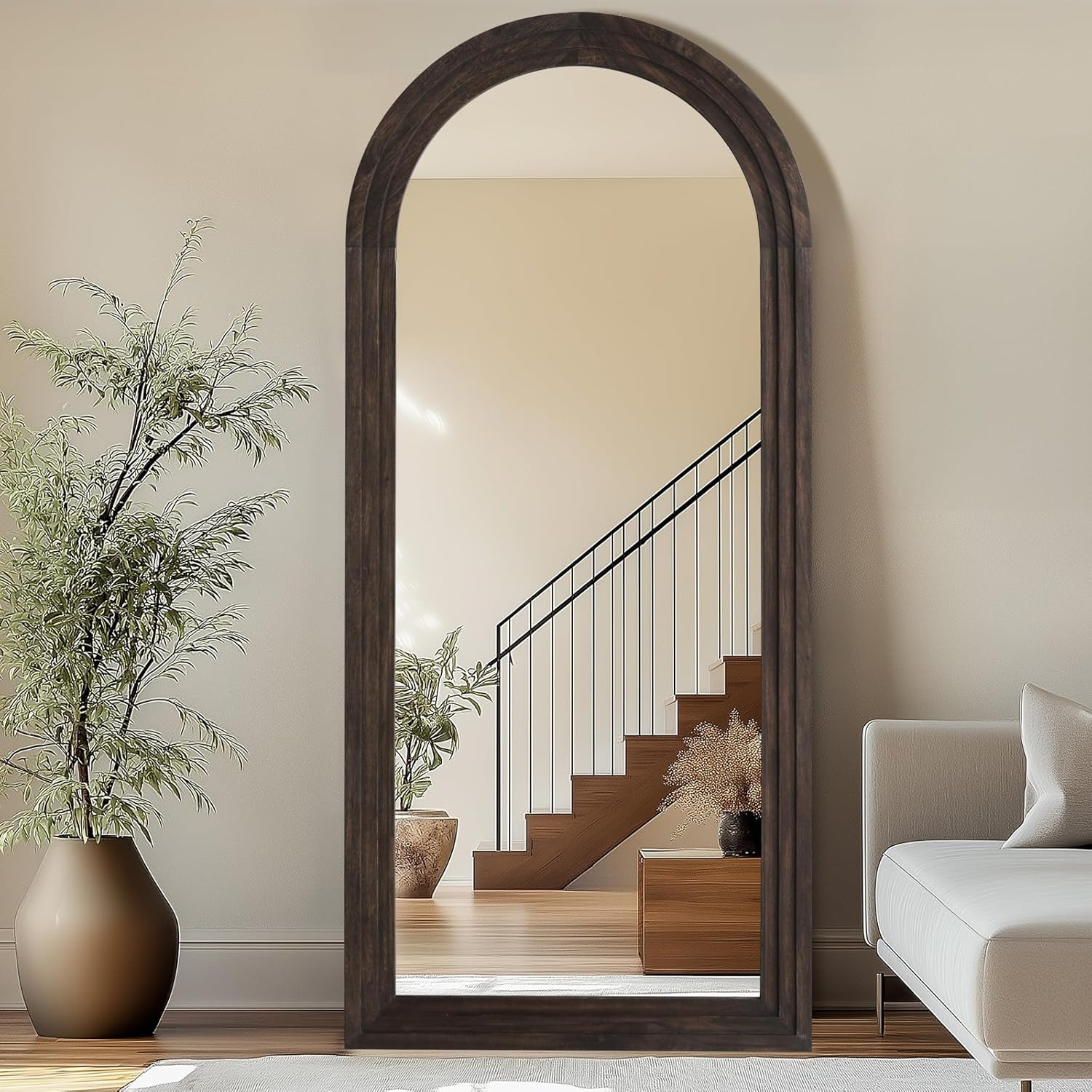 Rustic Standing Full Length Mirror Wood Frame, 71