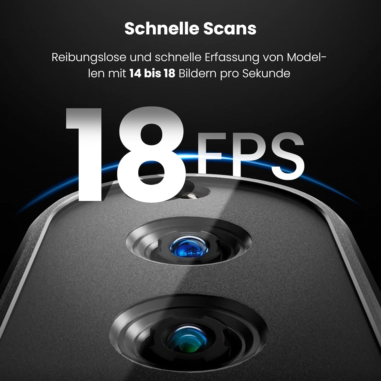 Revopoint INSPIRE 3D-Scanner für 3D-Druck handgeführter, tragbarer 3D-Scanner mit bis zu 18 FPS Scangeschwindigkeit, 0,2 mm Genauigkeit, vollfarbiges 3D-Scannen Kompatibel mit Android/iOS/Mac/Win