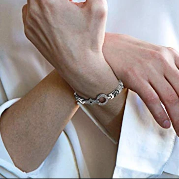 Womens Stainless Steel Magnetic Therapy Bracelets For Pain Relief  with Rhinestone