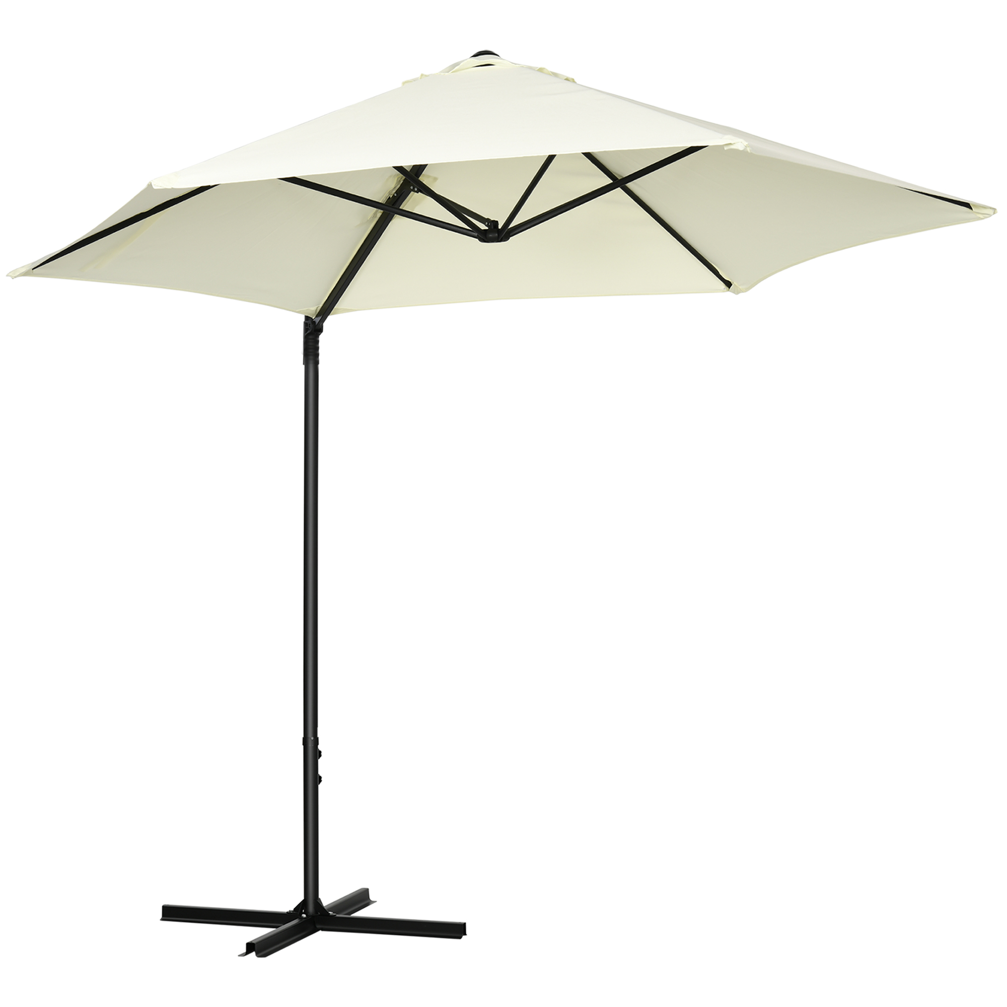 Outsunny Freitragender Sonnenschirm achteckig Stahlmast Durchmesser 256 cm Beige