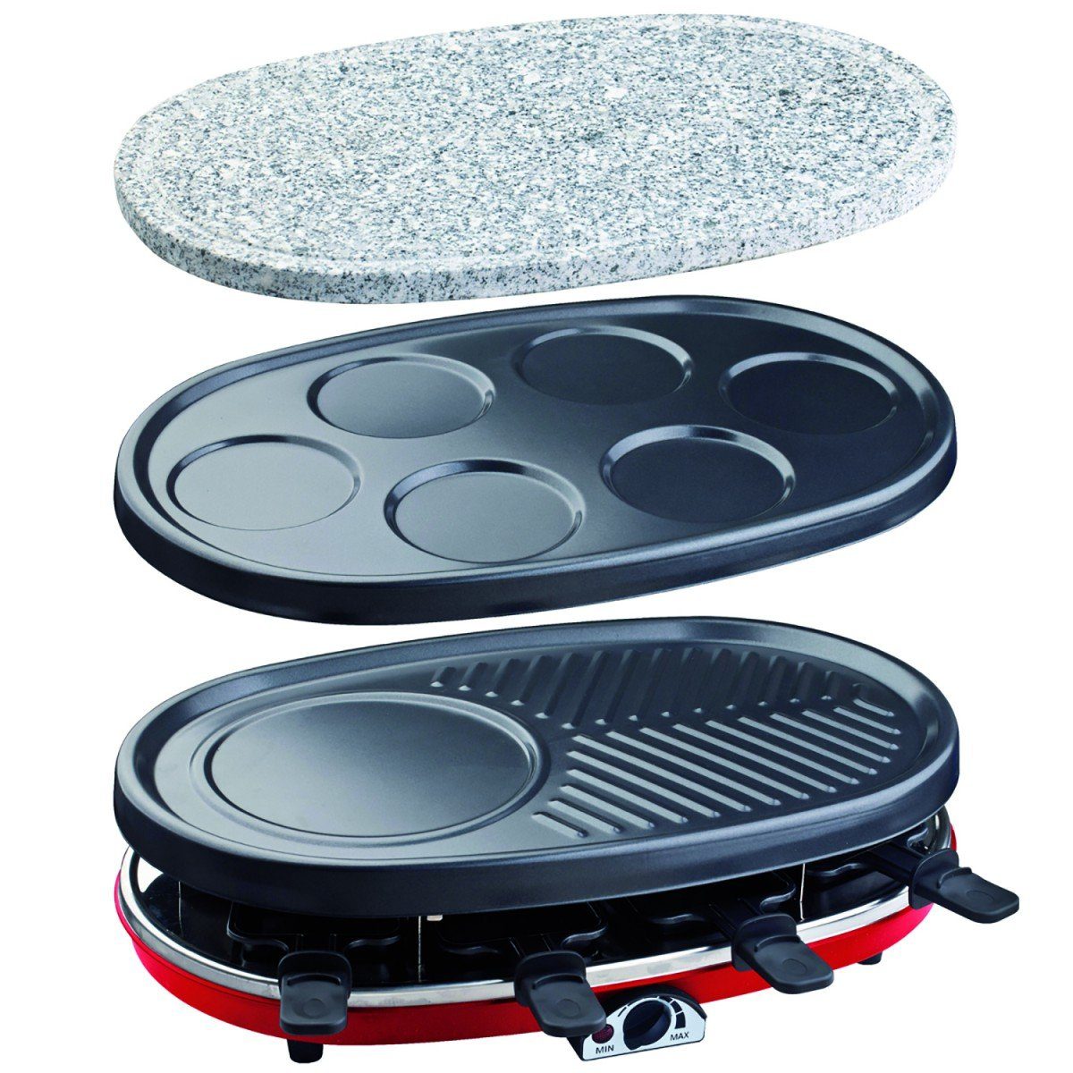 Raclette RP-418 mit wechselbaren Pletten, heißer Stein
