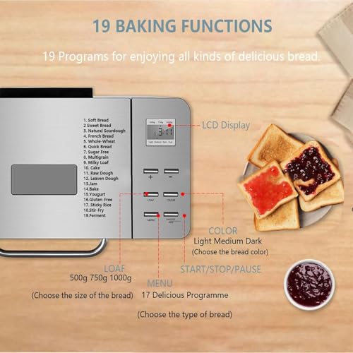 WaaYb Macchine per Il Pane, Macchine per Il Pane in Acciaio Inossidabile 19 Impostazioni Programma, Macchina per Il Pane Grande da 2,2LB con Teglia in Ceramica, Dispenser Automatico di Noci Blue : Amazon.it: Casa e cucina