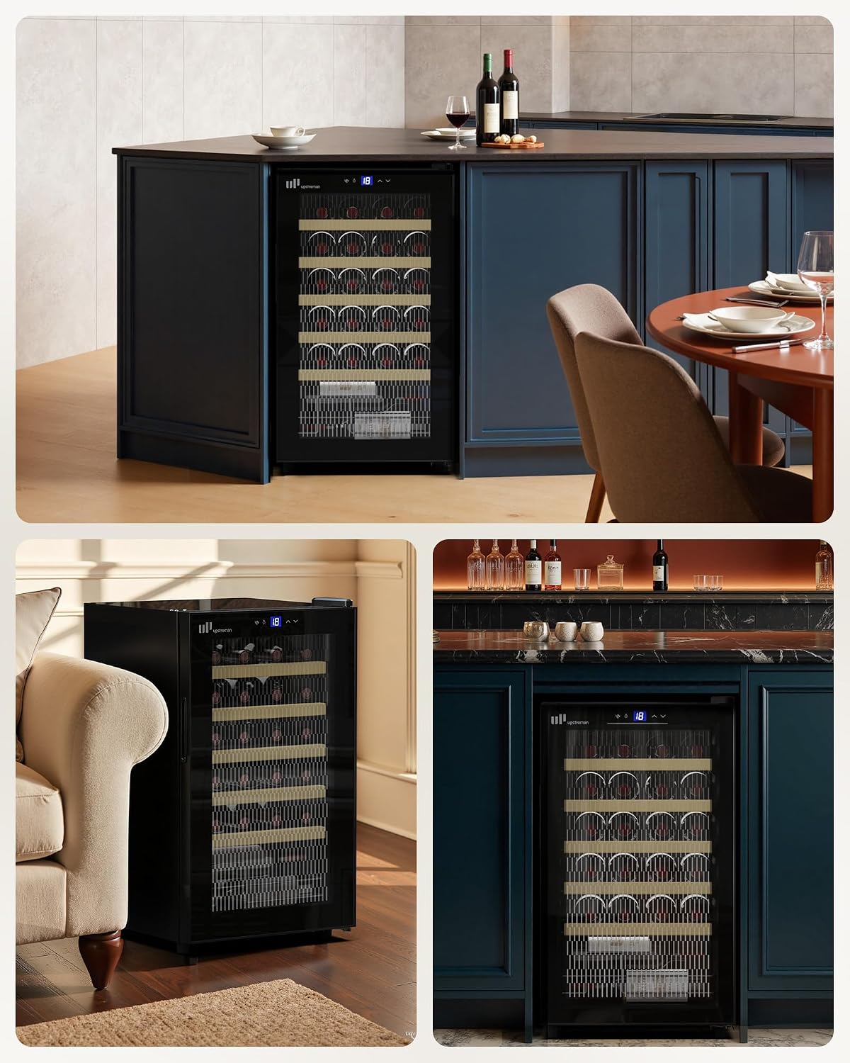 Upstreman Cantinetta Vino 24 Bottiglie, W24-Nero