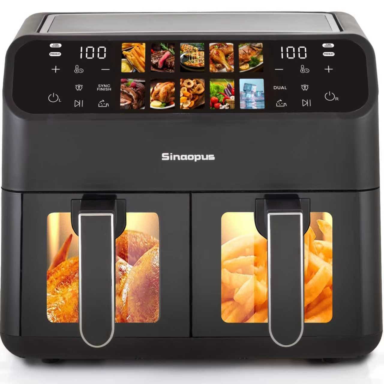Heißluftfritteuse 9L Heissluftfritteuse, XXL Airfryer mit Doppelkammer, duale Zonen