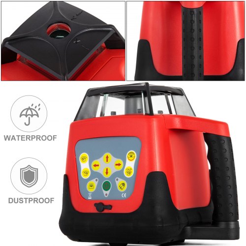 VEVOR Rotationslaser Professional max Arbeitsbereich 500 m roter Linienlaser 360 Grad Laser Höhenmesser Wasser- und staubdicht Außenbereich