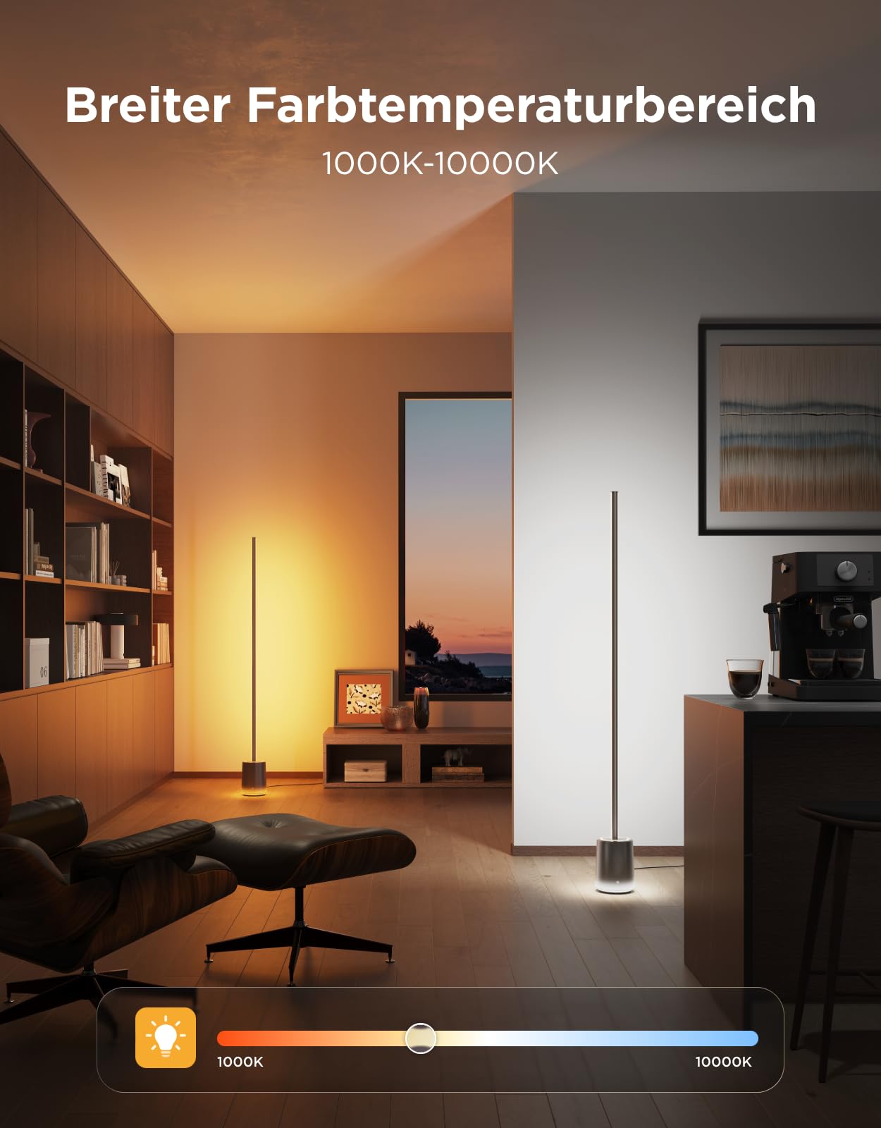 RGBWWIC LED Stehlampe 2100lm mit LuminBlend+ Technologie, dimmbar 1000-10000K und App-Steuerung